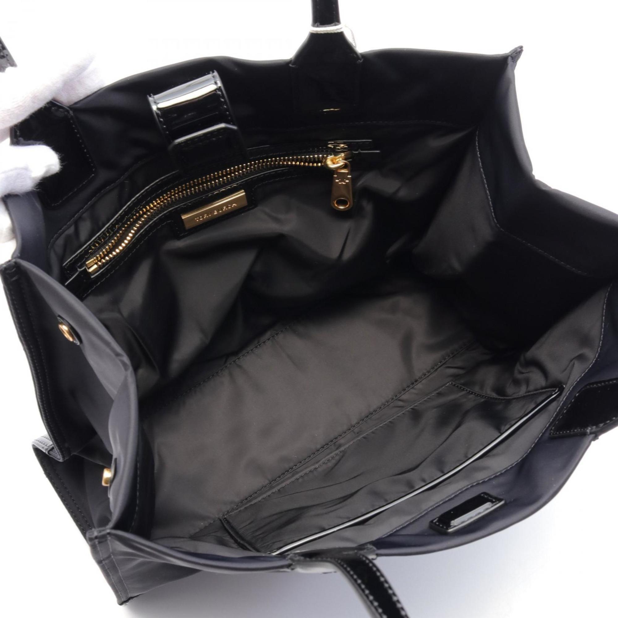 Tory Burch Black Nylon Leather Tote Bag (Pre-Owned)