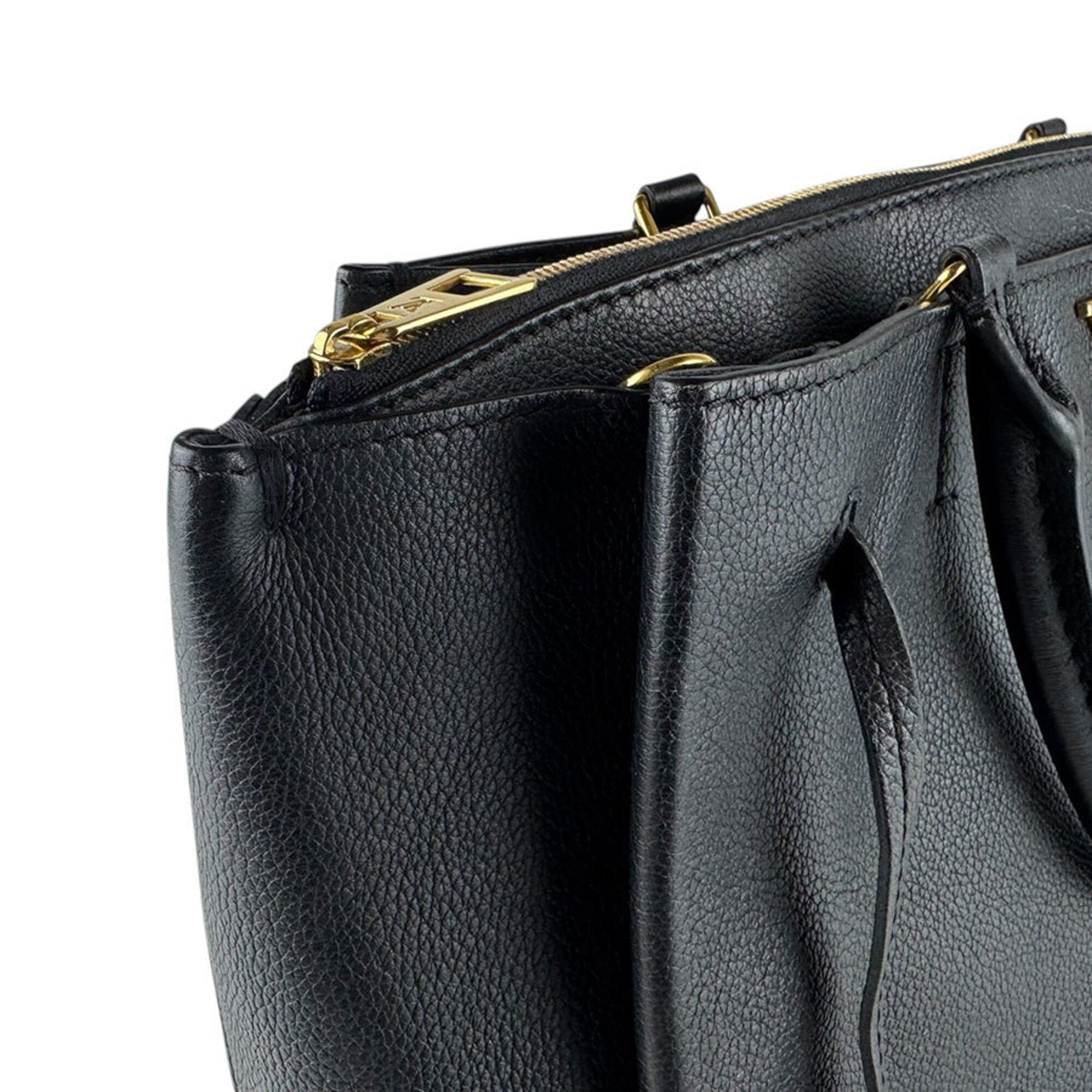 Louis Vuitton Black Leather Handbag Shoulder Bag (Pre-Owned)