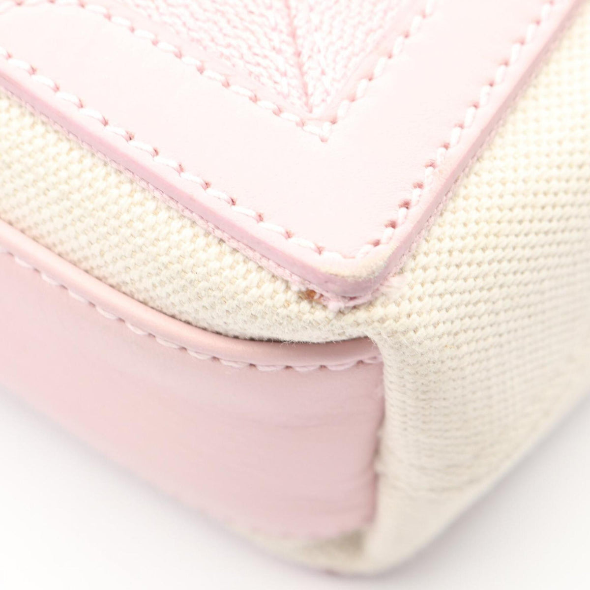 Balenciaga Ivory Pink Canvas Leather Handbag Pouch (Pre-Owned)
