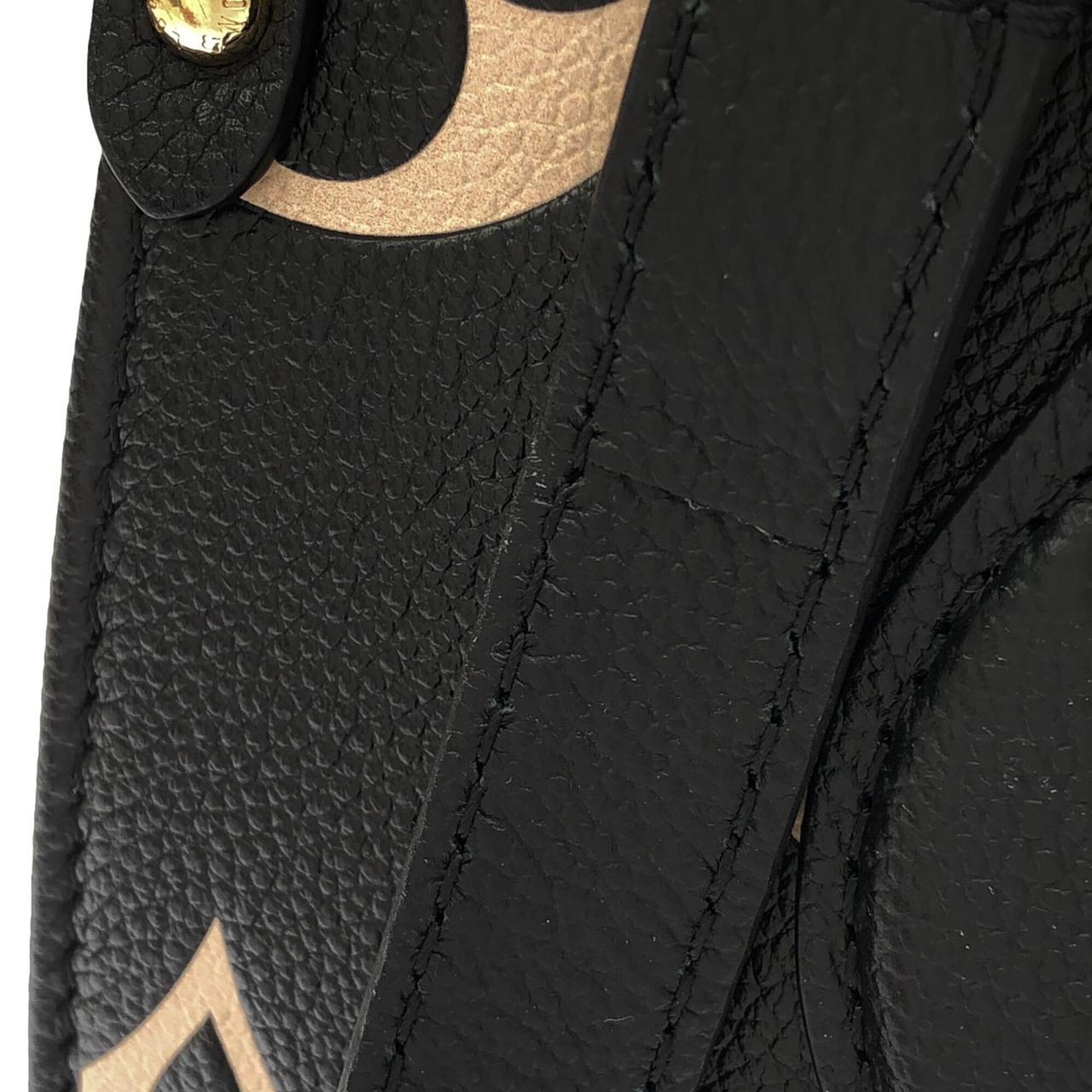 Louis Vuitton Beige Black Leather Handbag (Pre-Owned)