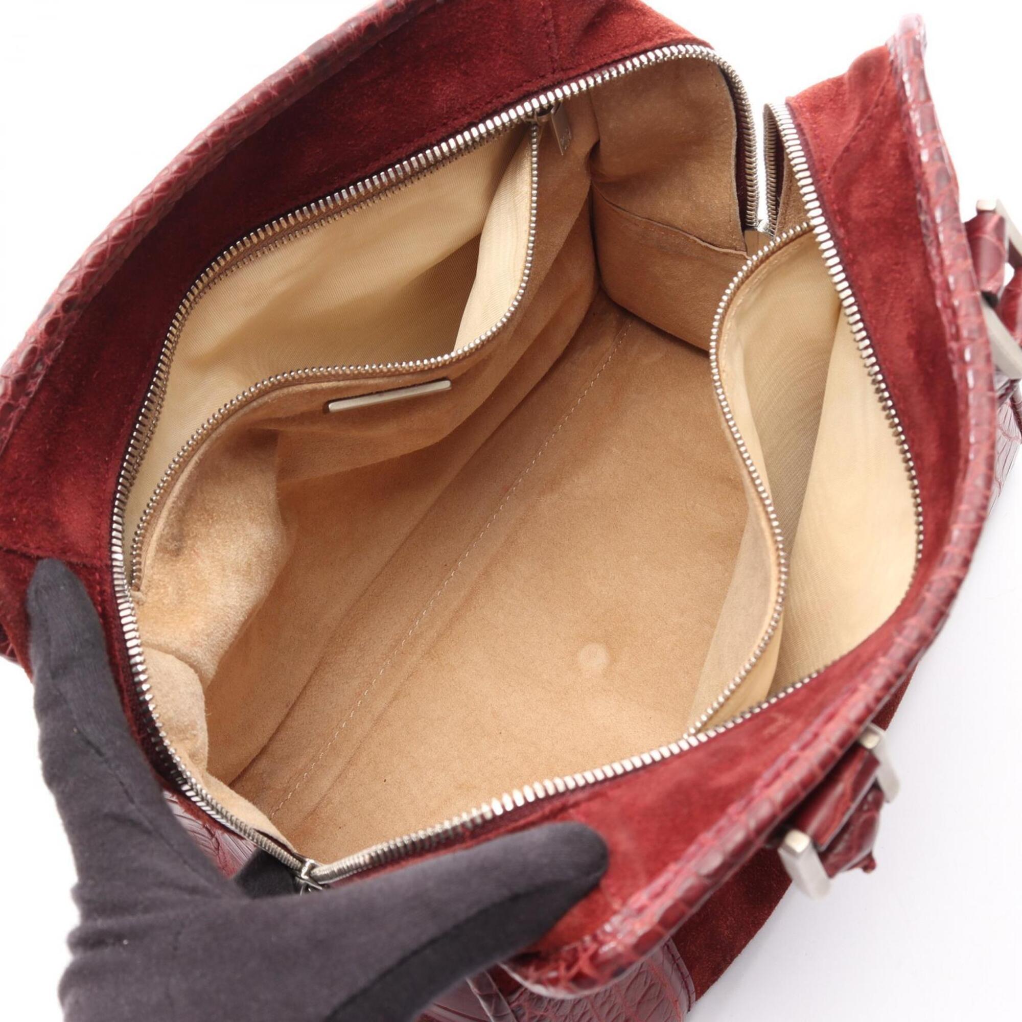 Loewe Bordeaux Suede Leather Handbag (Pre-Owned)