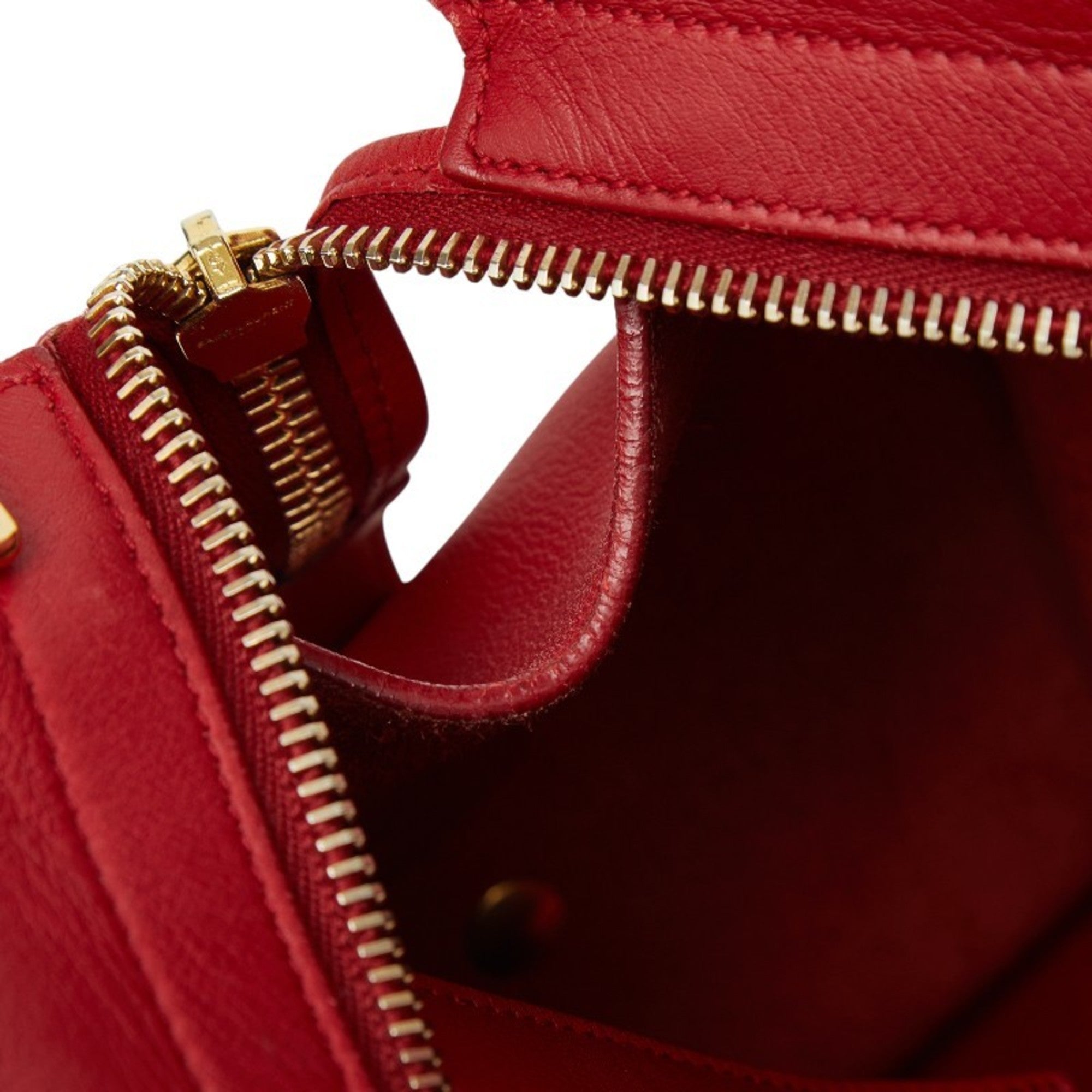 Saint Laurent Gold Red Color Leather Handbag Shoulder Bag (Pre-Owned)