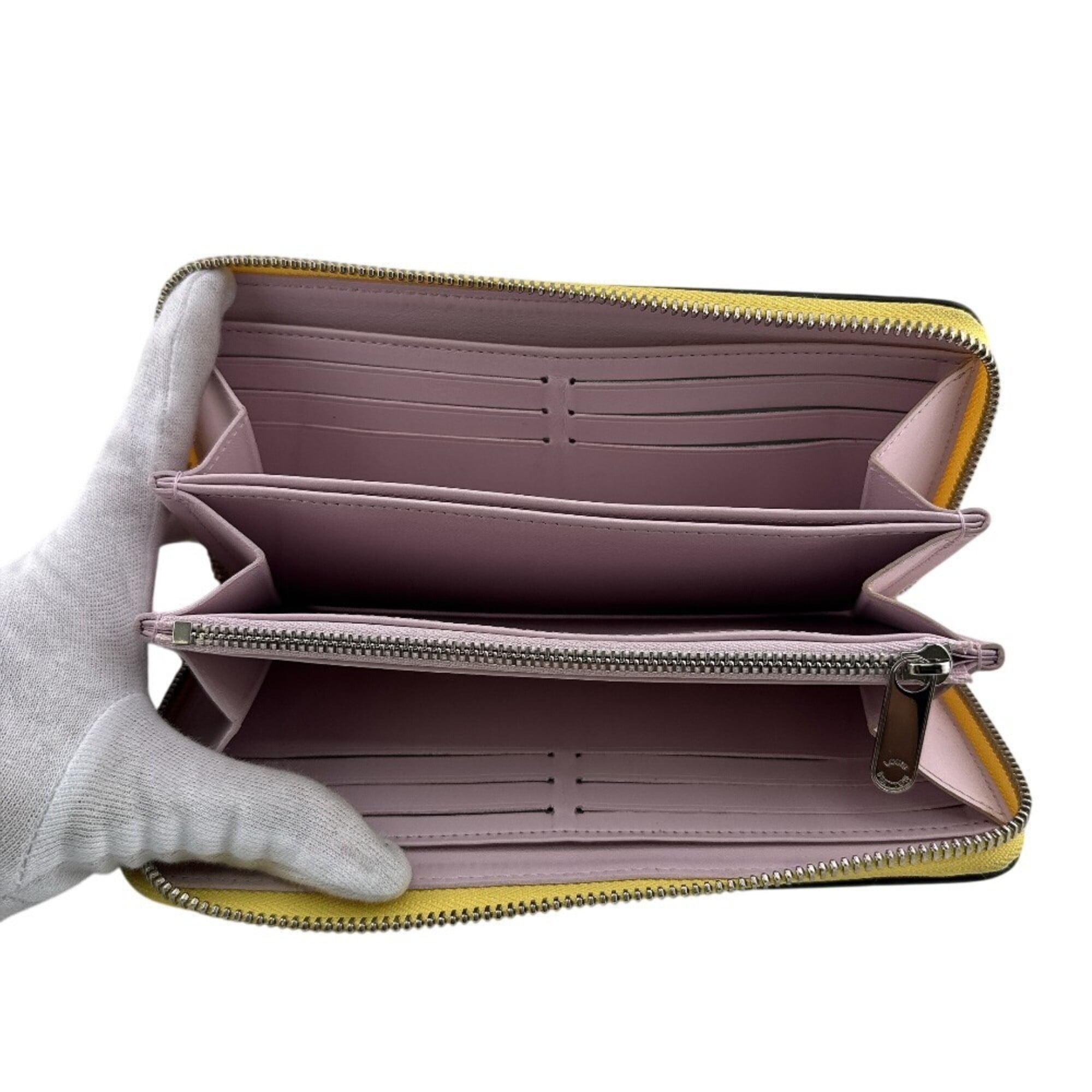 Louis Vuitton Mahina Yellow Leather Long Wallet (Bi-Fold) (Pre-Owned)