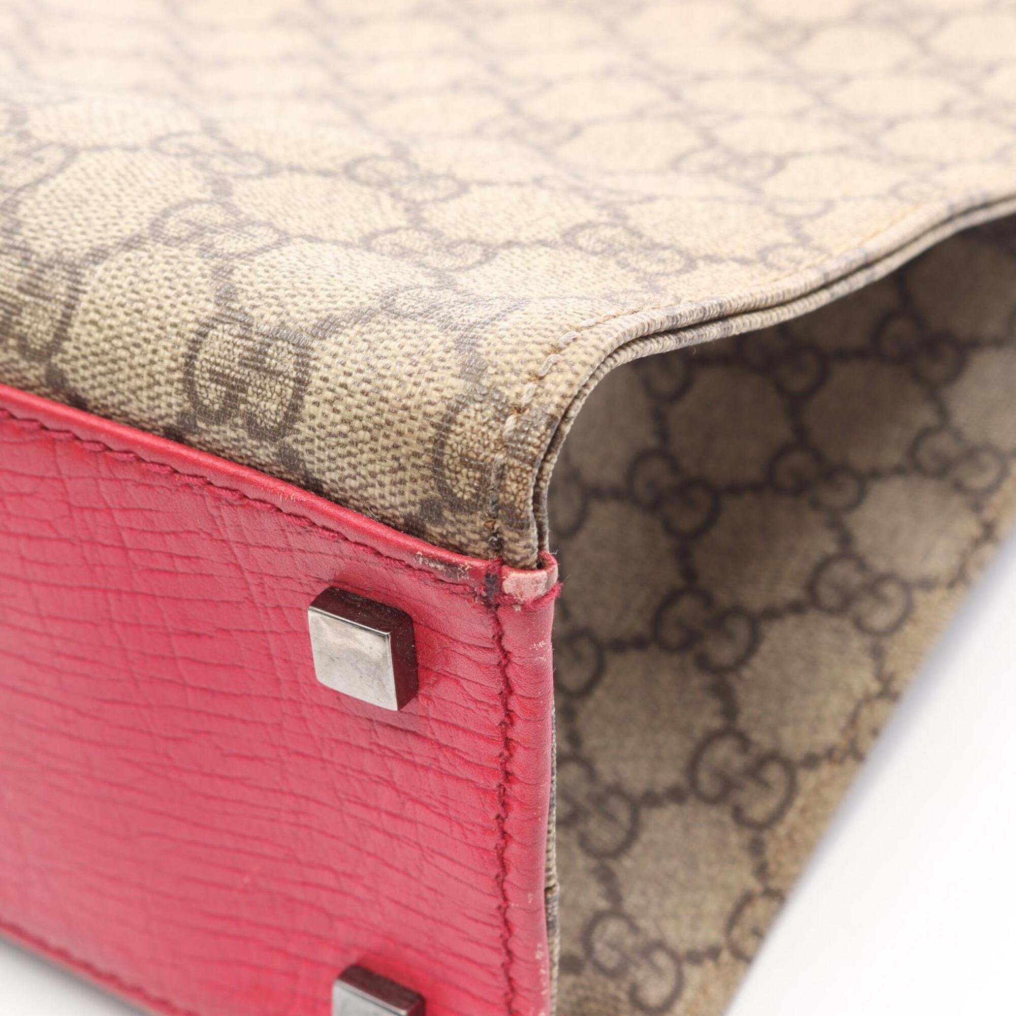 Gucci Beige Pink Pvc Coated Canvas Leather Handbag Tote Bag (Pre-Owned)