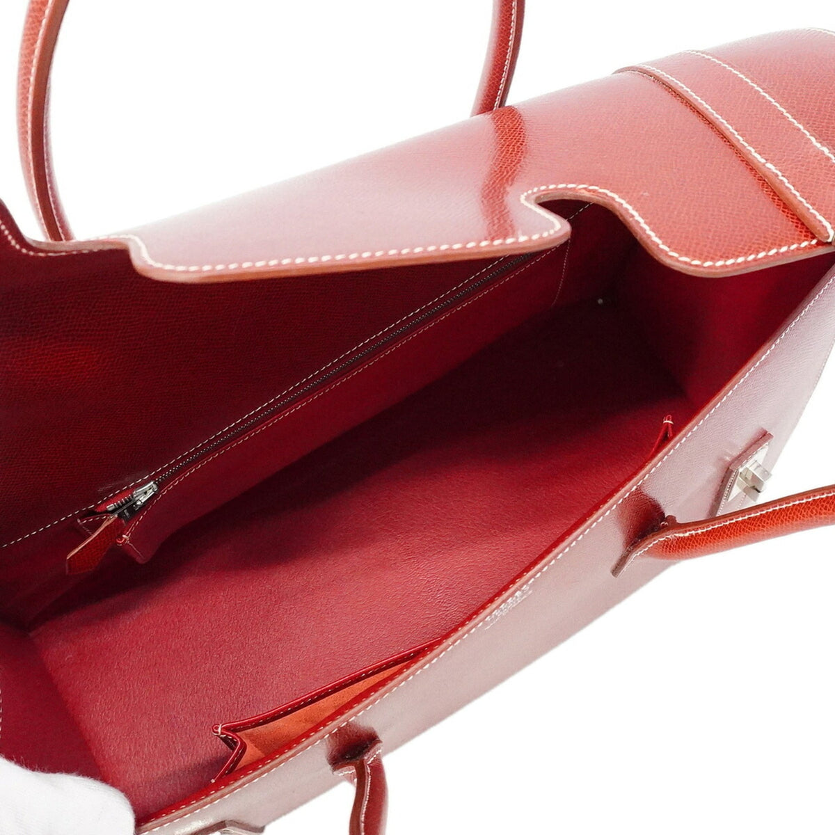 Hermes Rouge Casaque Courchevel Leather Handbag (Pre-Owned)