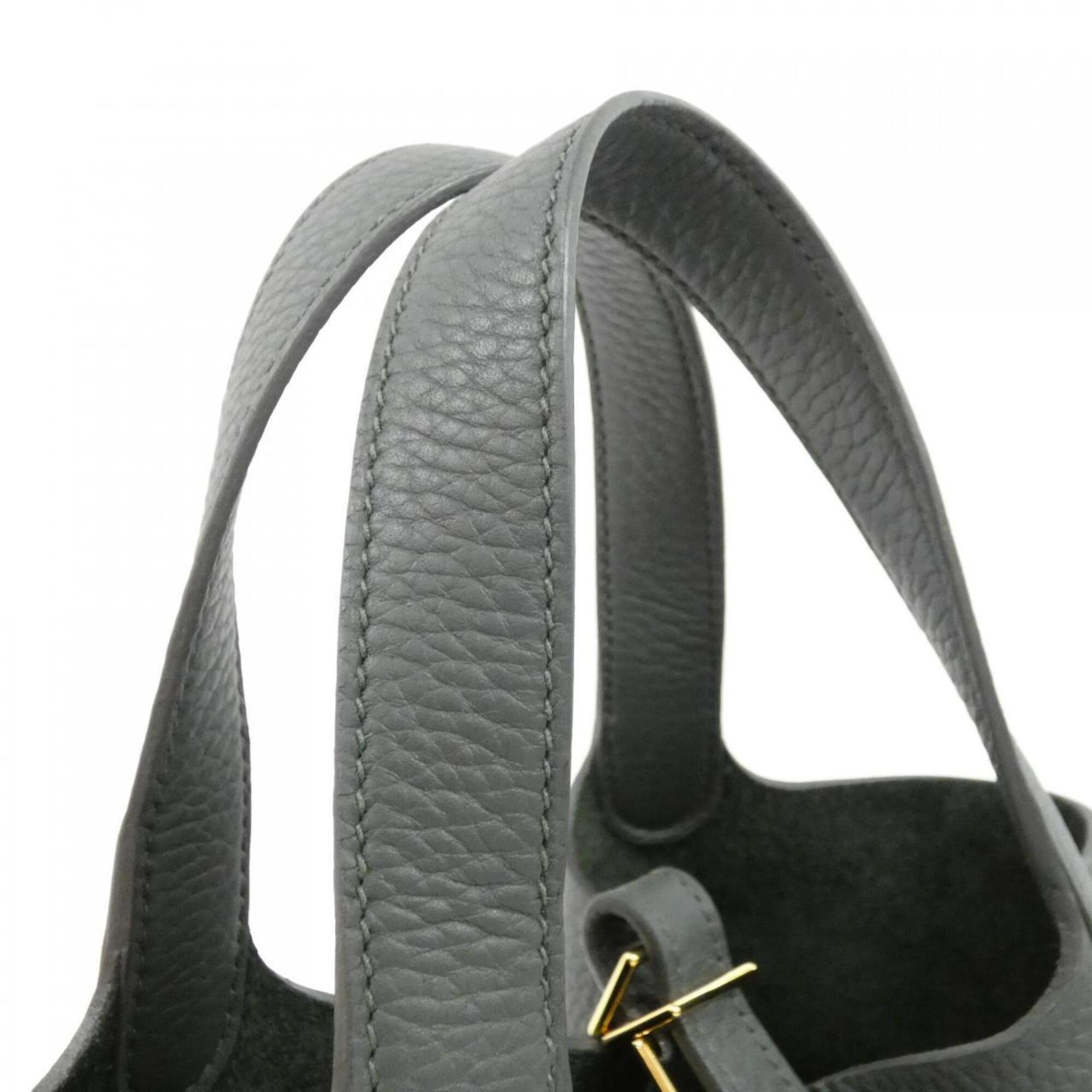 Hermes Black Vert Taurillon Clemence Leather Handbag (Pre-Owned)