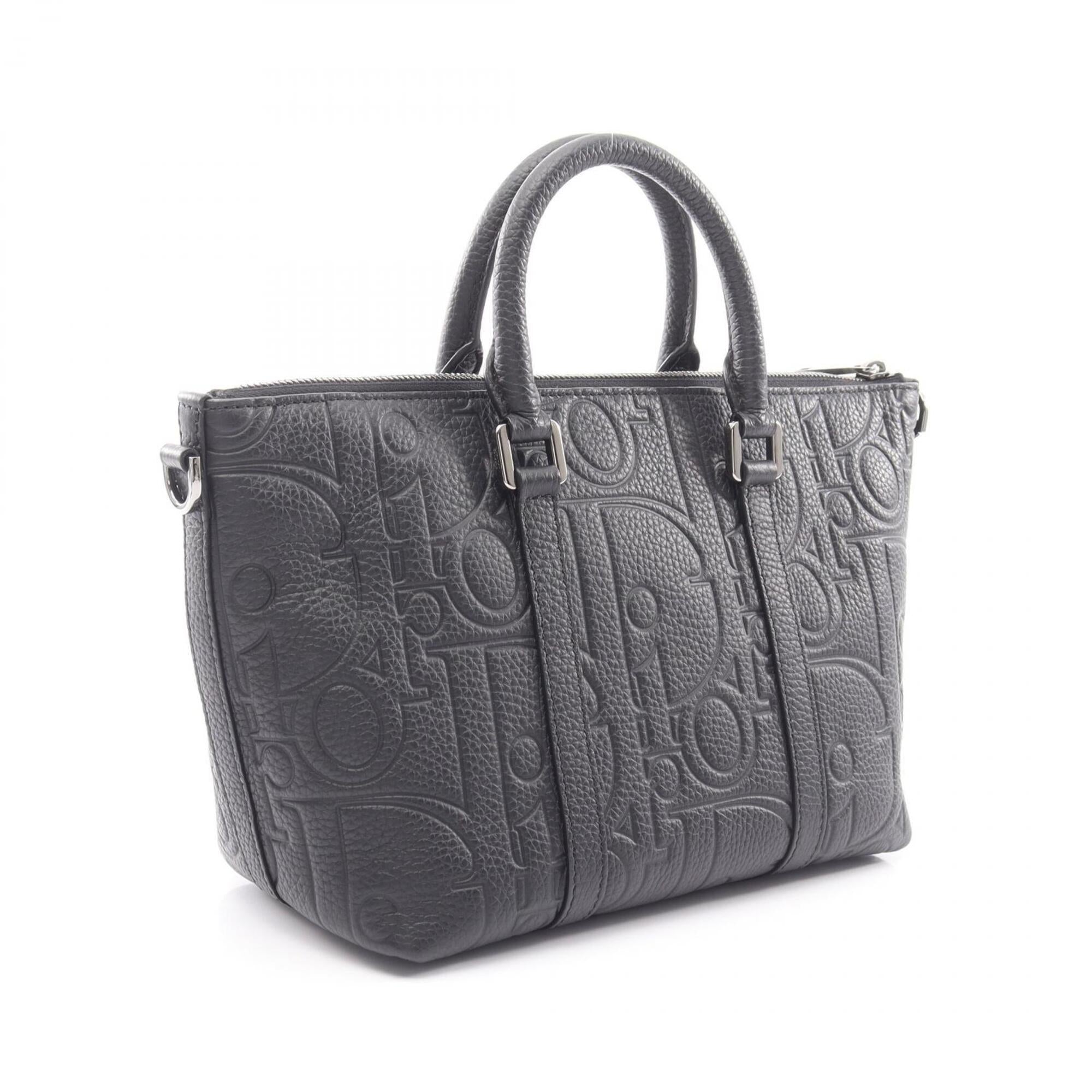 Christian Dior Black Leather Handbag Weekend Bag (Pre-Owned)