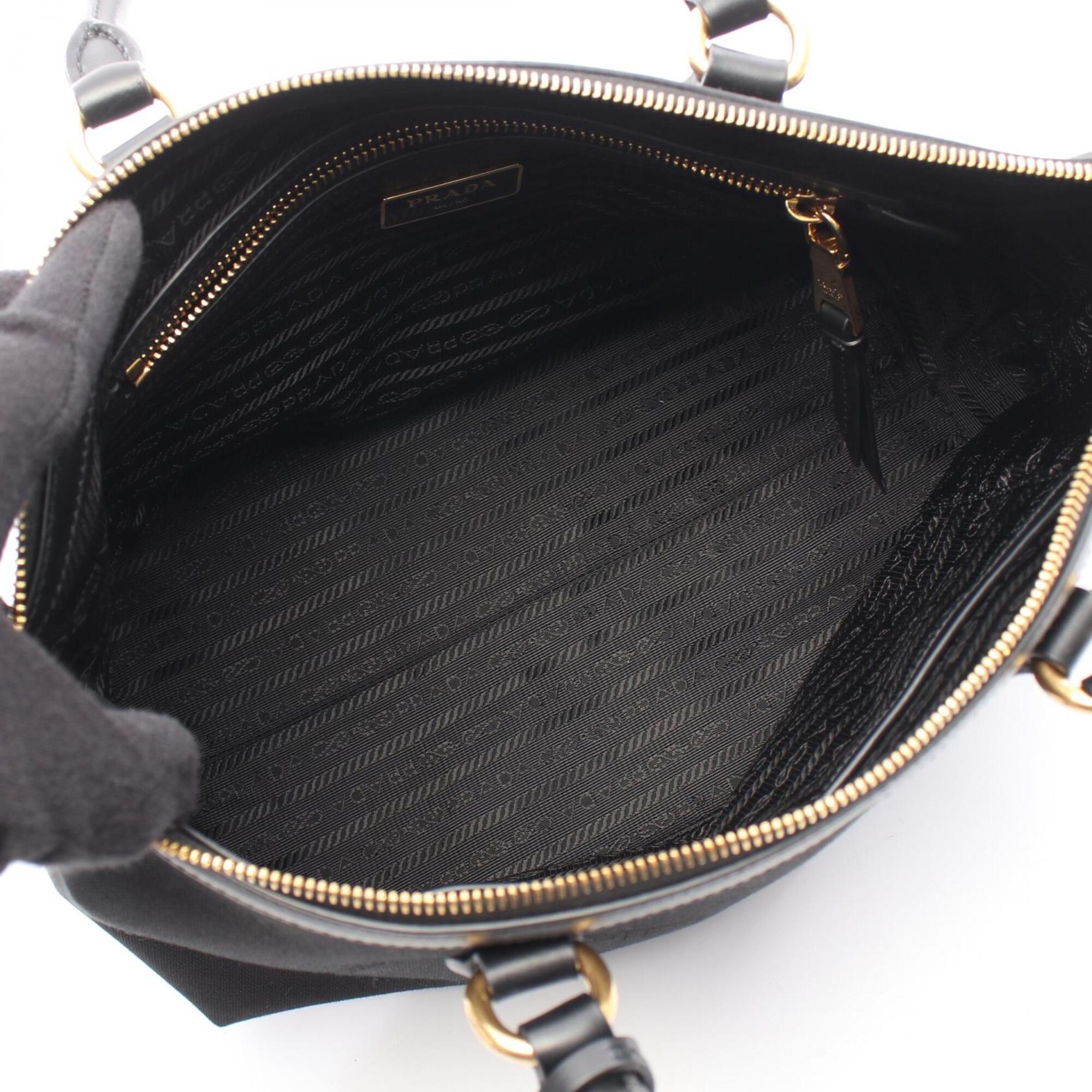 Prada Black Canvas Leather Handbag (Pre-Owned)