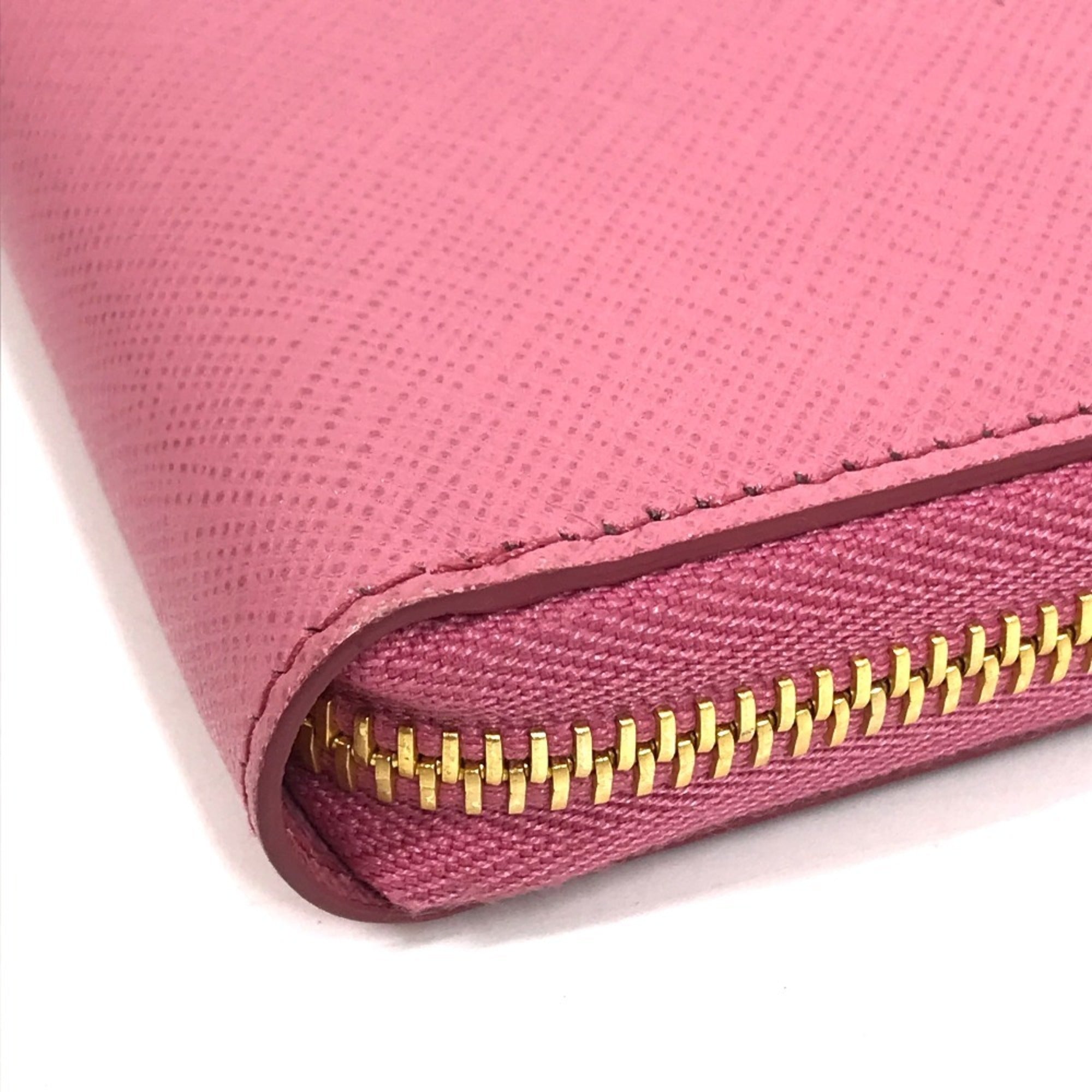 Prada Saffiano Begonia Pink Leather Long Wallet (Bi-Fold) (Pre-Owned)