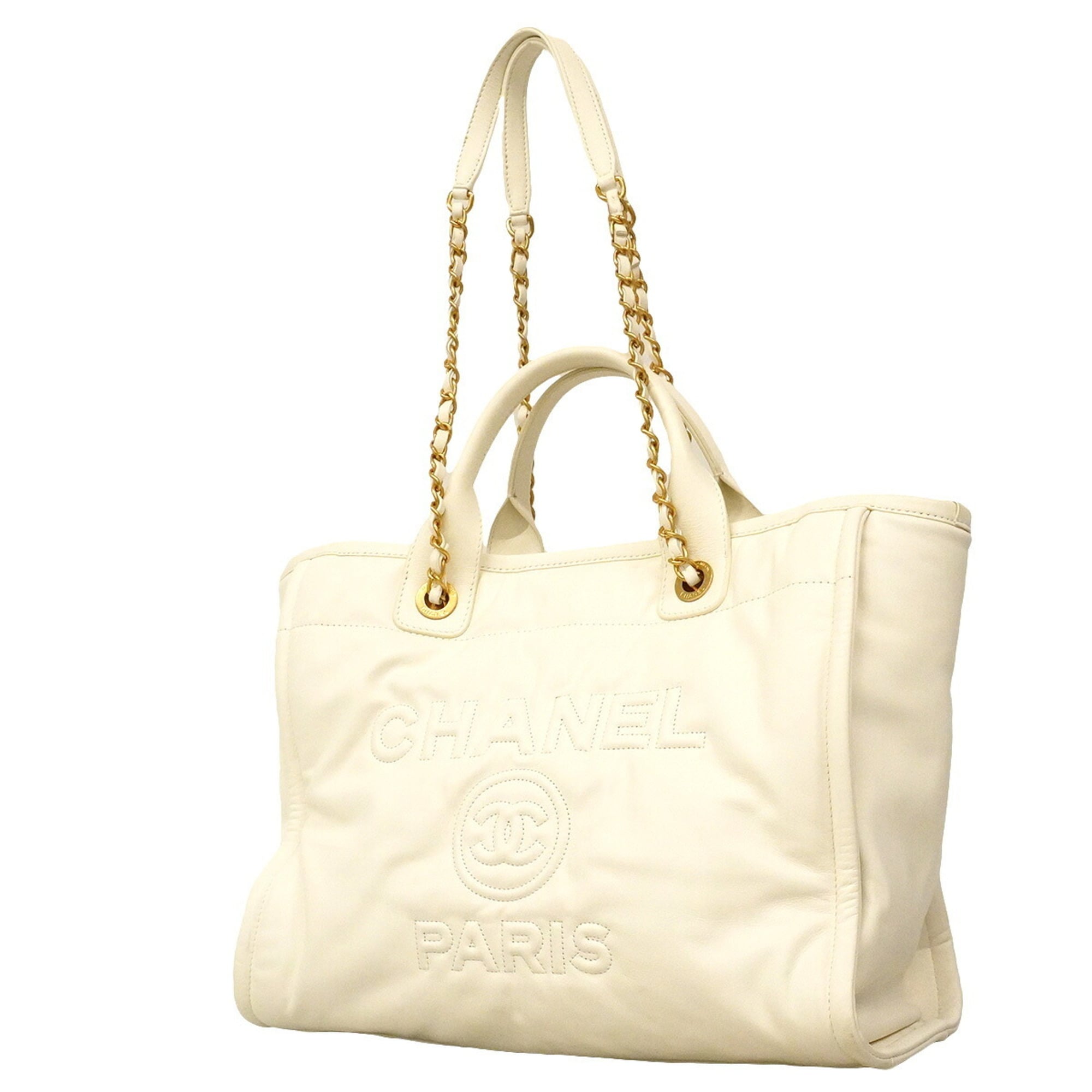 Chanel White Leather Tote Bag (Pre-Owned)