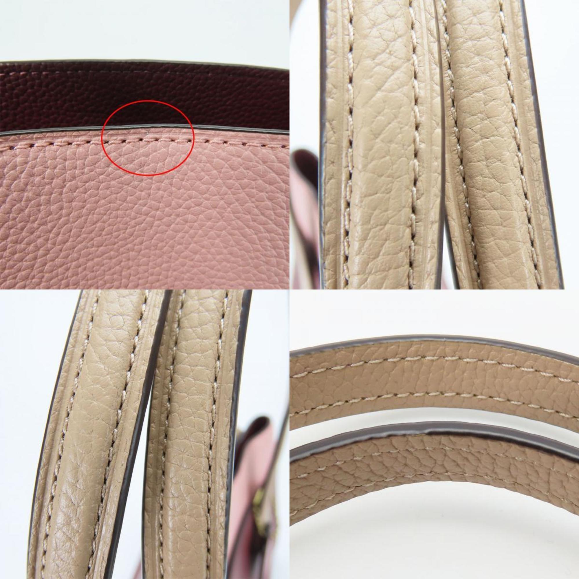 Coach Beige Multi-Color Pink Wine Leather Handbag (Pre-Owned)