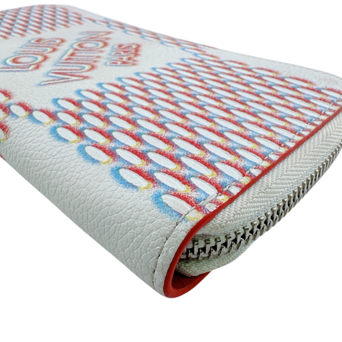 Louis Vuitton Damier Canvas Red Color White Leather Long Wallet (Bi-Fold) (Pre-Owned)