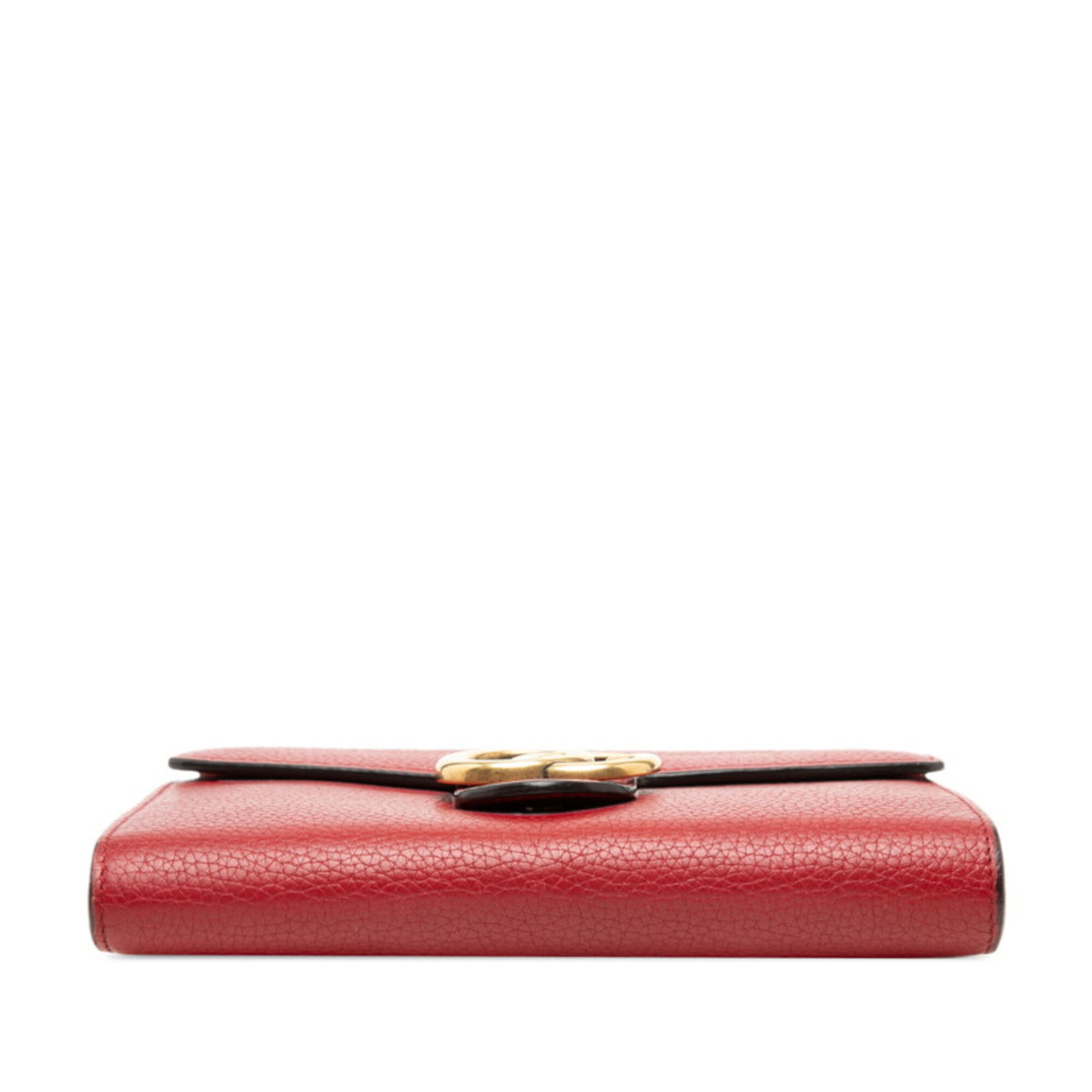 Gucci Red Color Leather Shoulder Bag (Pre-Owned)