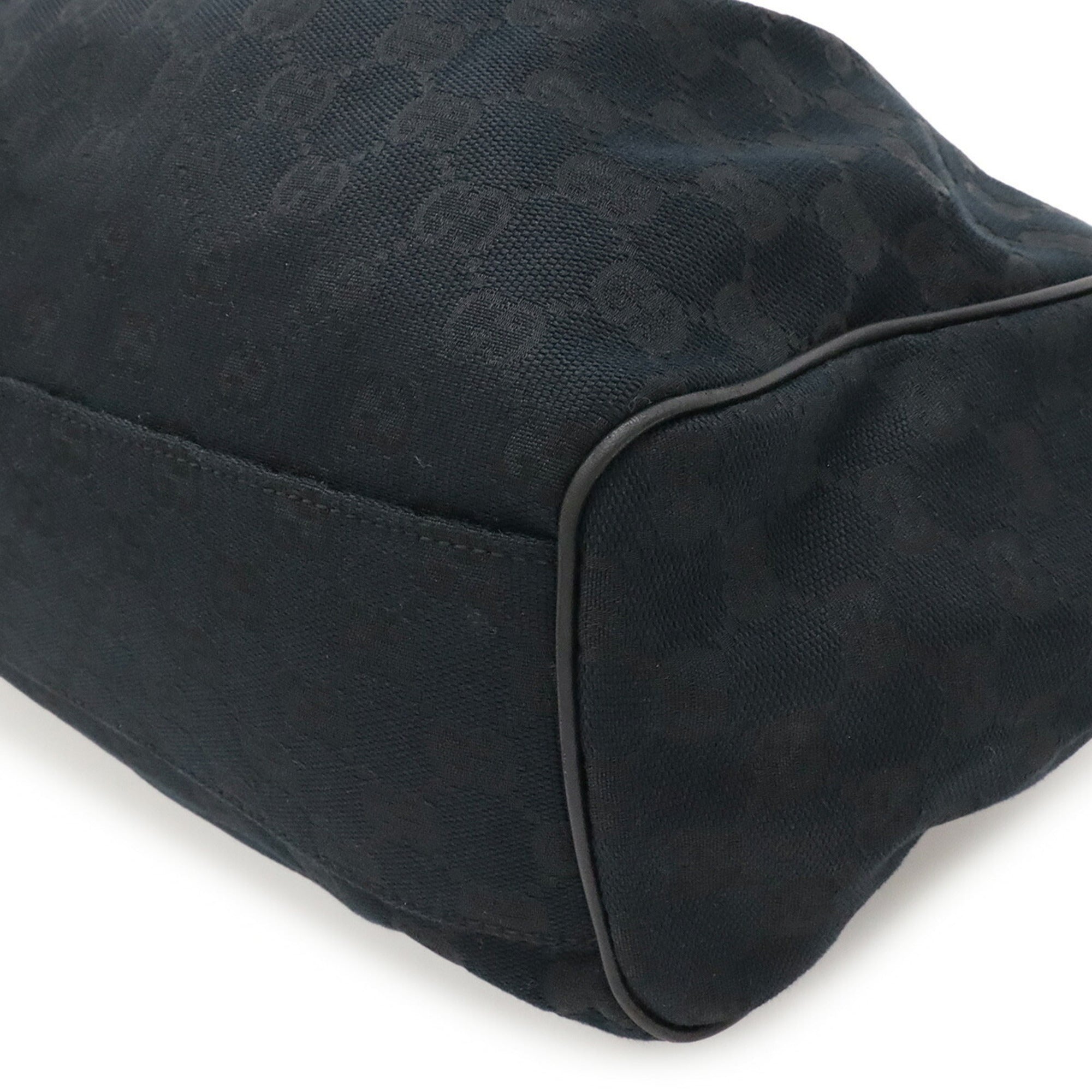 Gucci Black Canvas Leather Handbag Tote Bag (Pre-Owned)