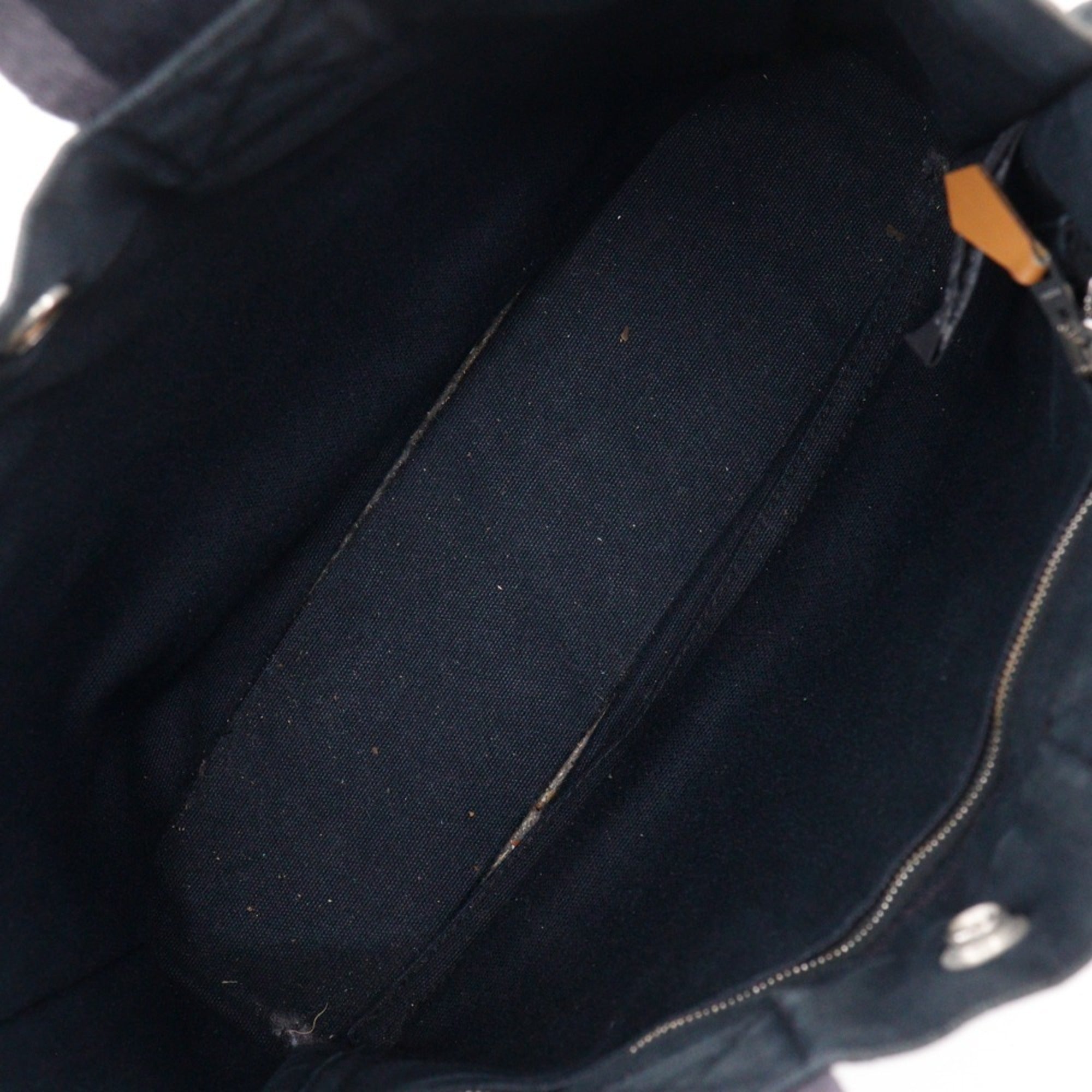 Hermes Black Cotton Canvas Handbag (Pre-Owned)