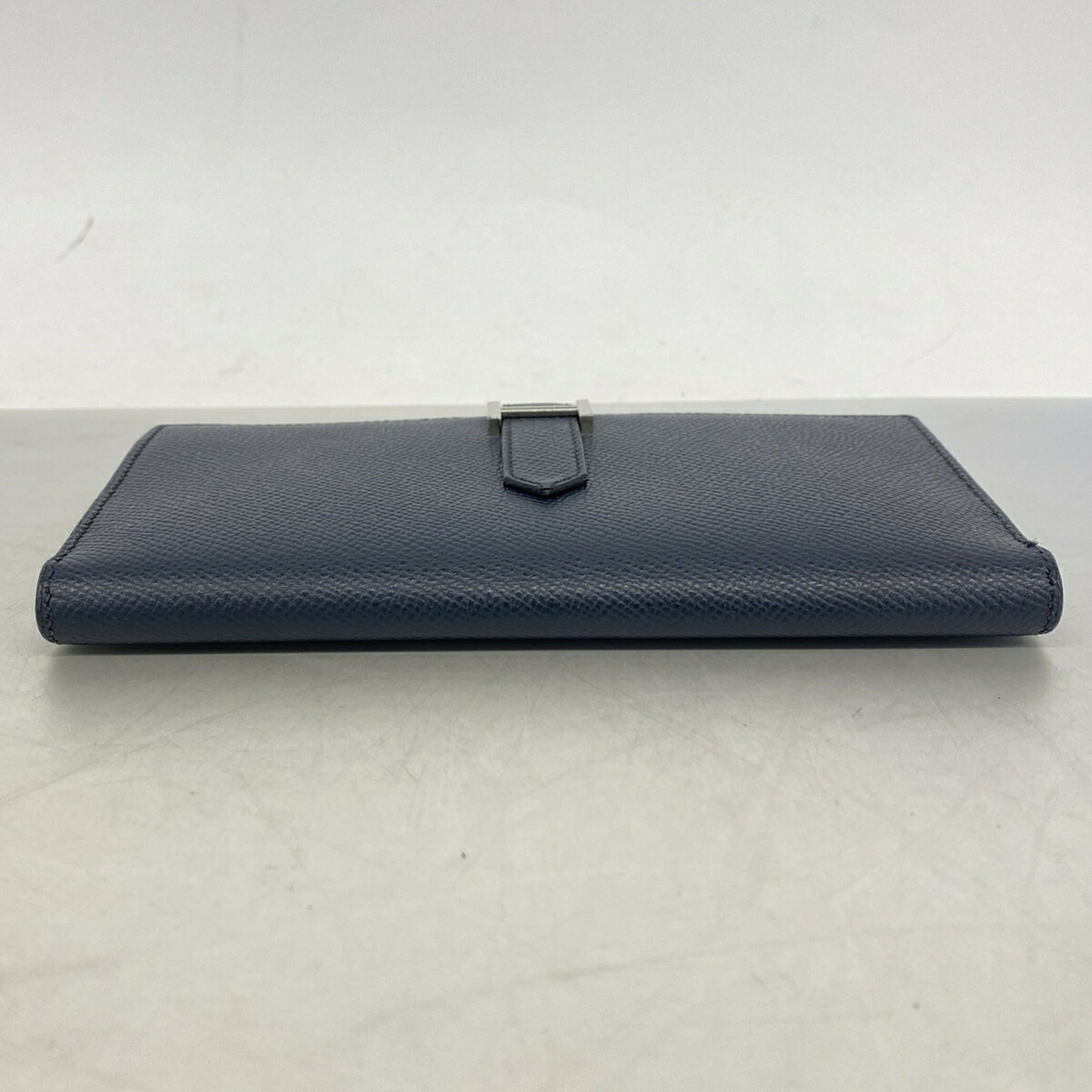 Hermes Blue Indigo Rose Purple Leather Long Wallet (Bi-Fold) (Pre-Owned)