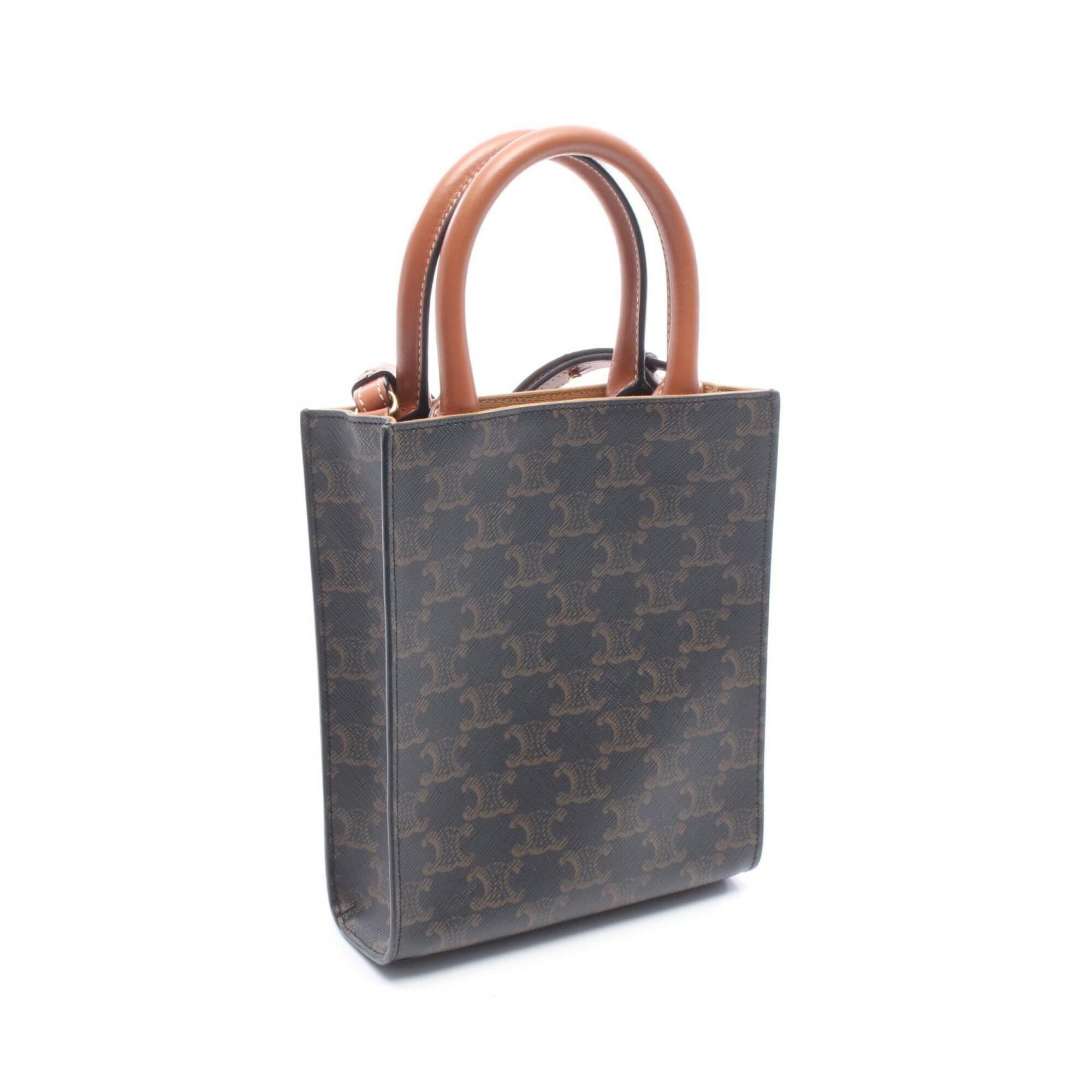 Celine Black Brown Coated Canvas Leather Handbag Tote Bag (Pre-Owned)