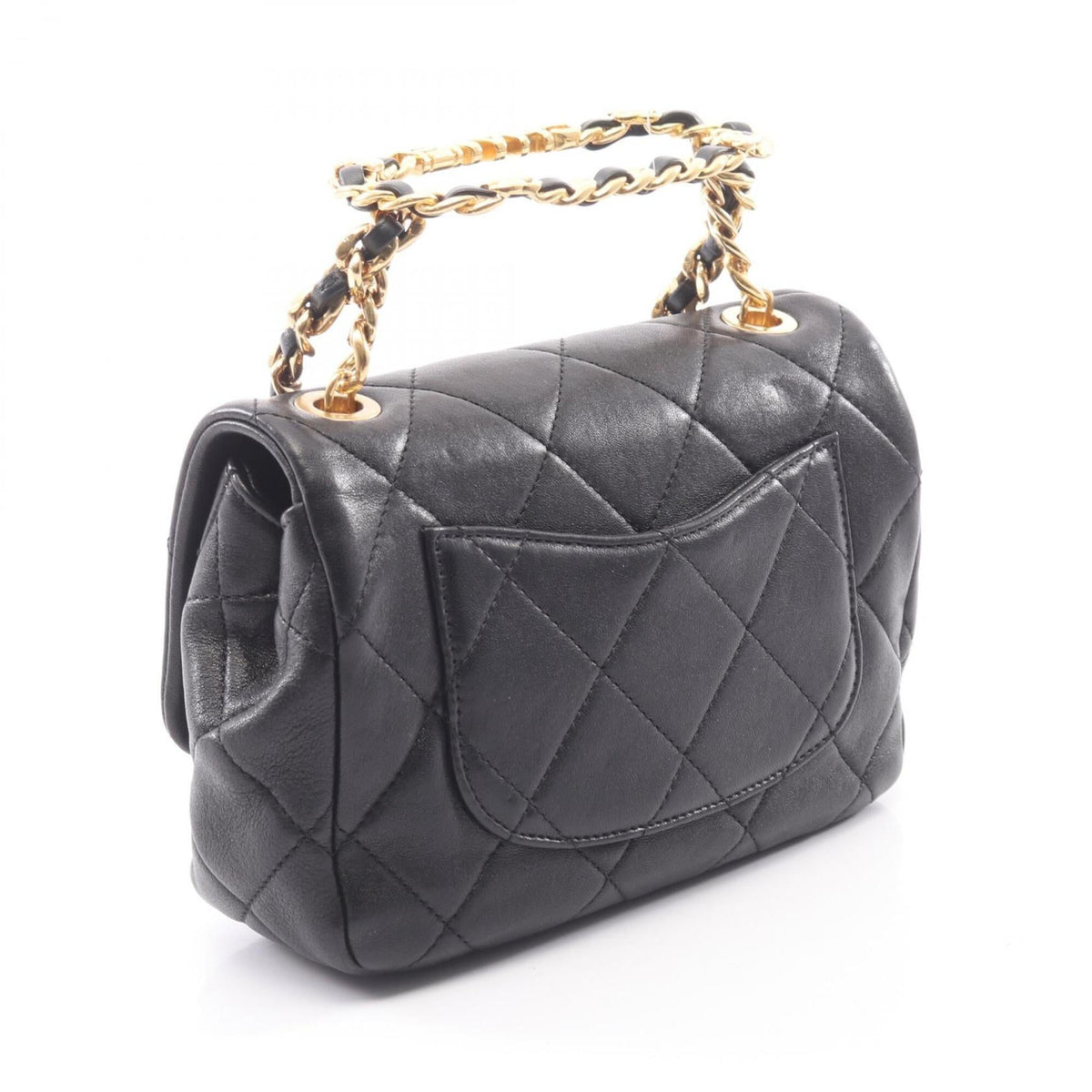 Chanel Black Leather Handbag Shoulder Bag (Pre-Owned)