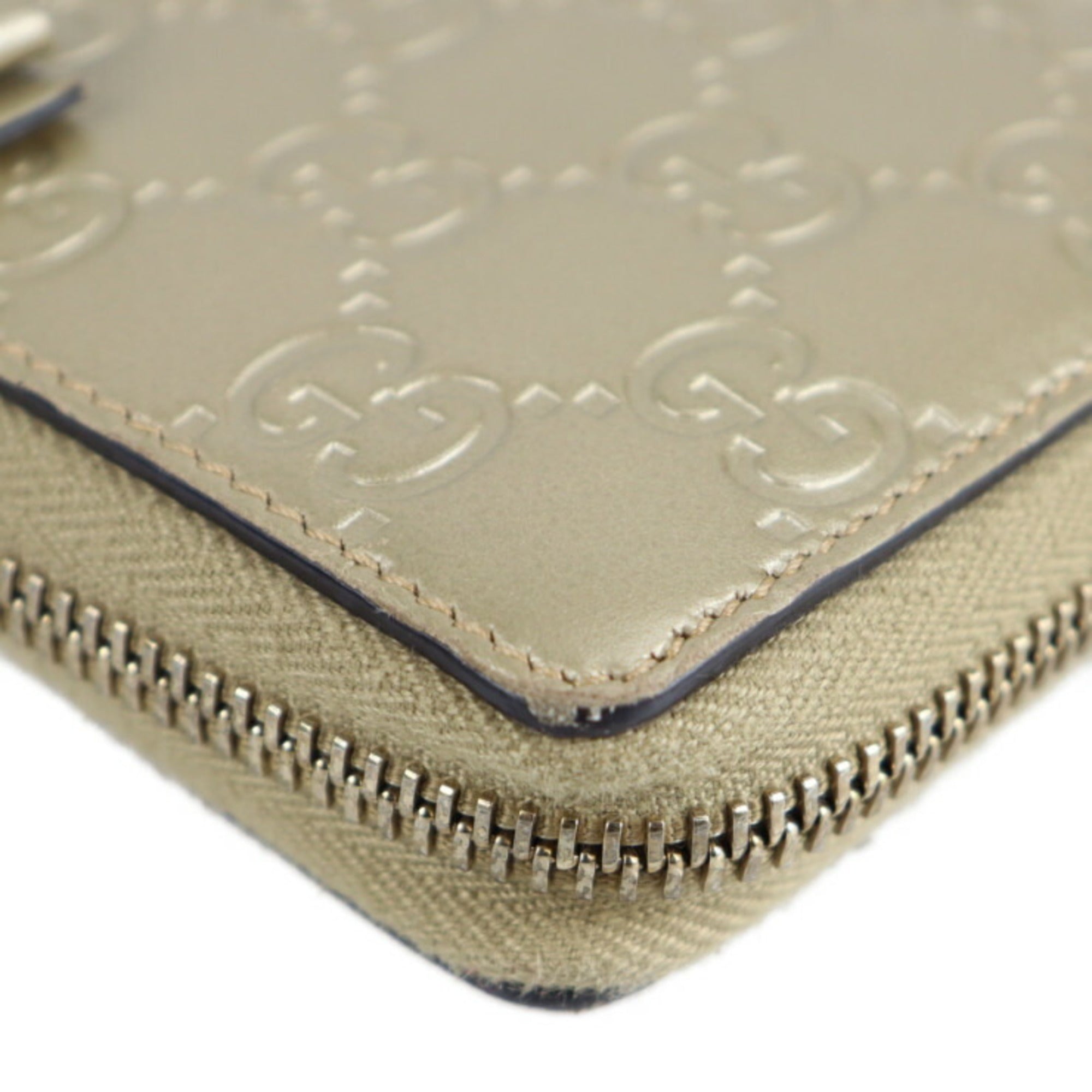 Gucci Champagne Gold Leather Coin Purse/Coin Case (Pre-Owned)