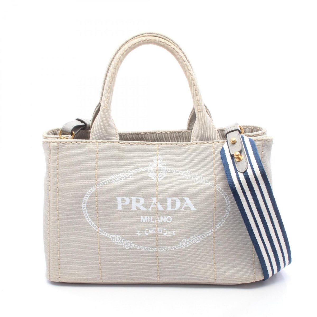 Prada Gray Canvas Handbag Tote Bag (Pre-Owned)