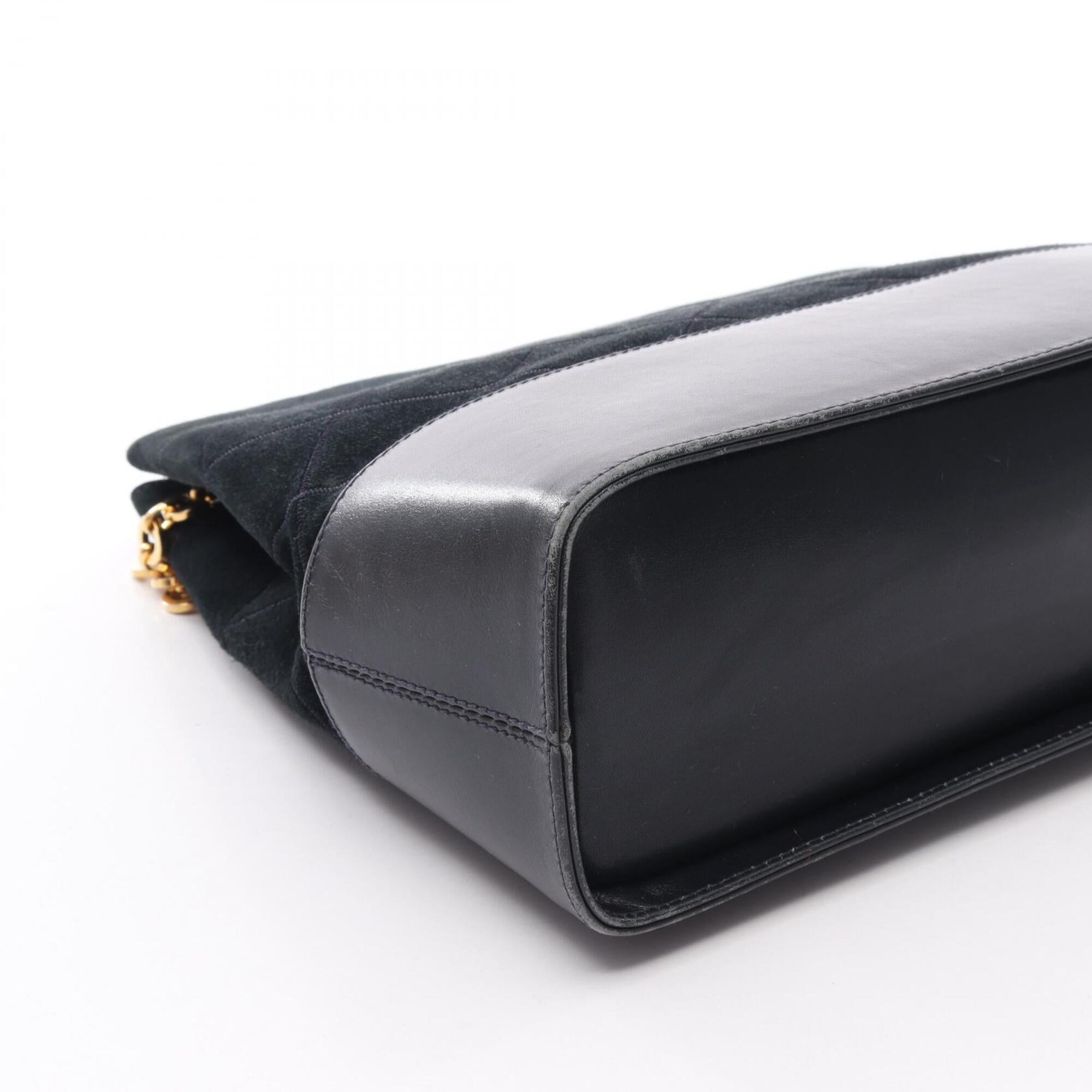 Salvatore Ferragamo Black Leather Suede Handbag Shoulder Bag (Pre-Owned)