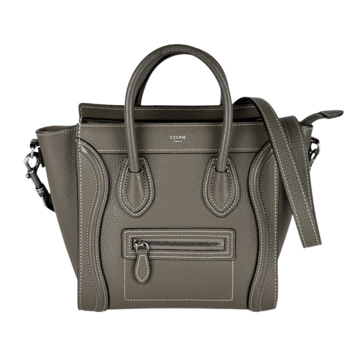 Celine Grayish Leather Handbag Shoulder Bag (Pre-Owned)