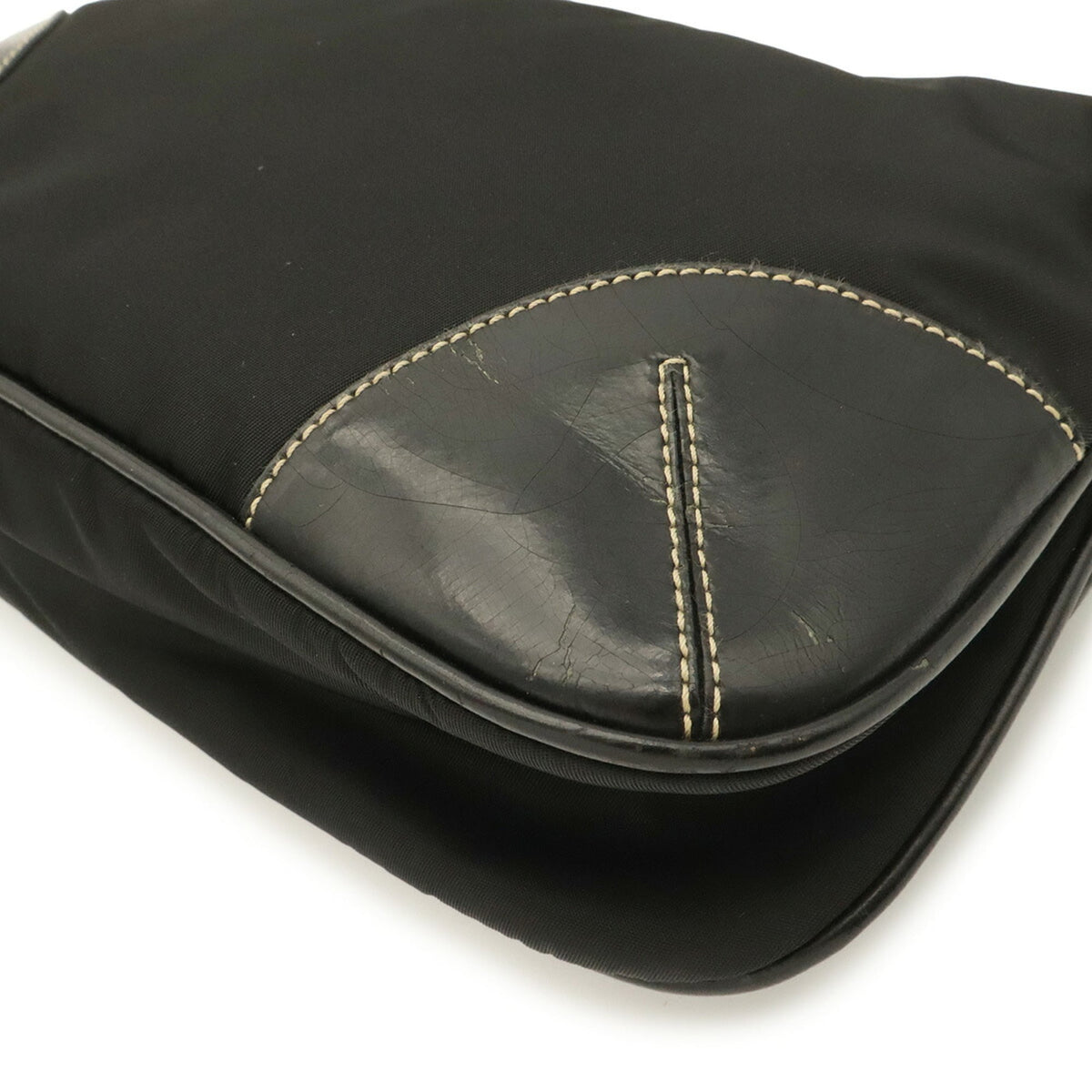 Prada Black Nero Nylon Leather Shoulder Bag (Pre-Owned)