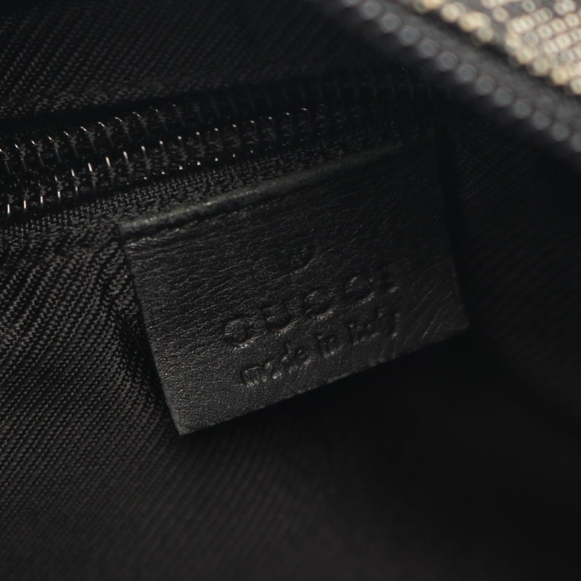 Gucci Black Gray Gg Canvas Leather Handbag Shoulder Bag (Pre-Owned)