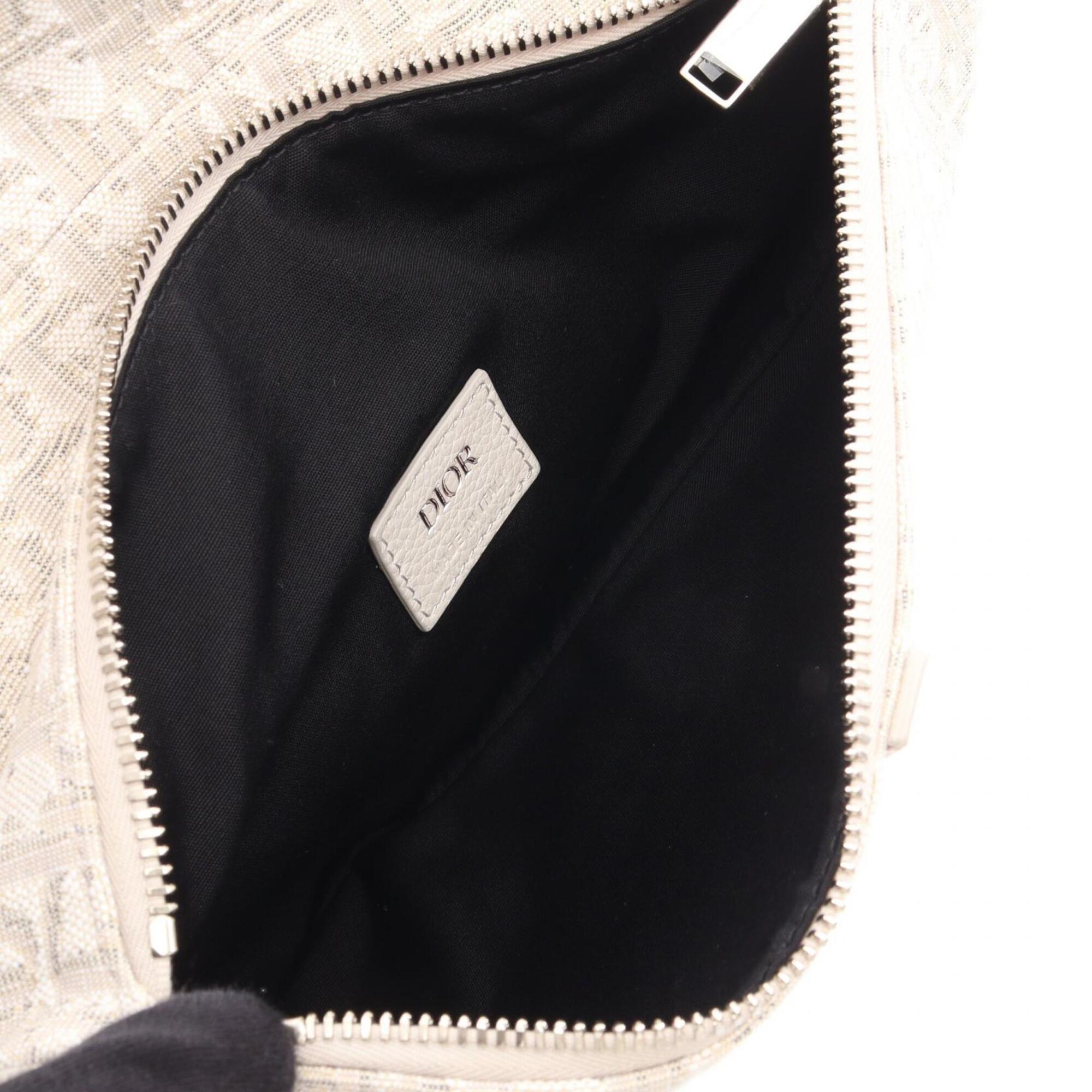 Christian Dior White Canvas Fanny Pack Handbag Saddle Bag (Pre-Owned)