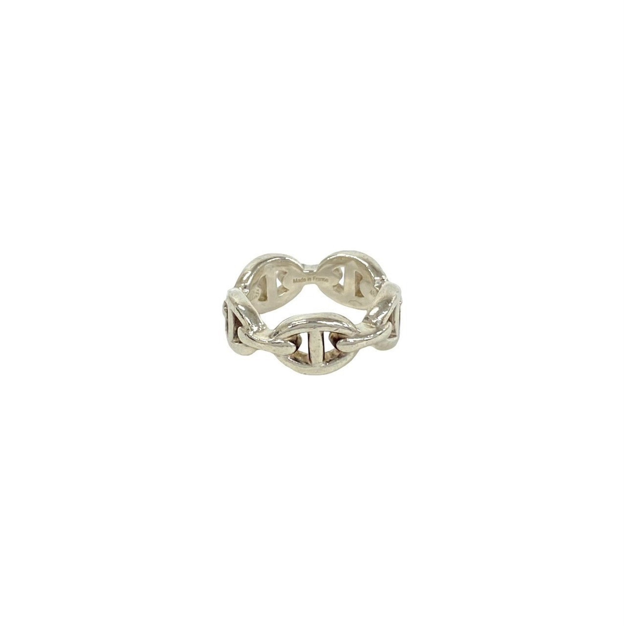Hermes Silver Silver 925 Band Ring (Pre-Owned)