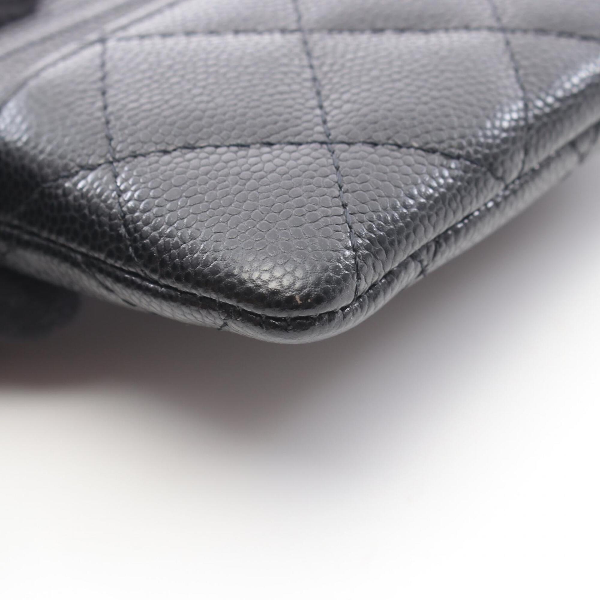 Chanel Matelasse Black Grained Calfskin Coin Purse/Coin Case (Pre-Owned)