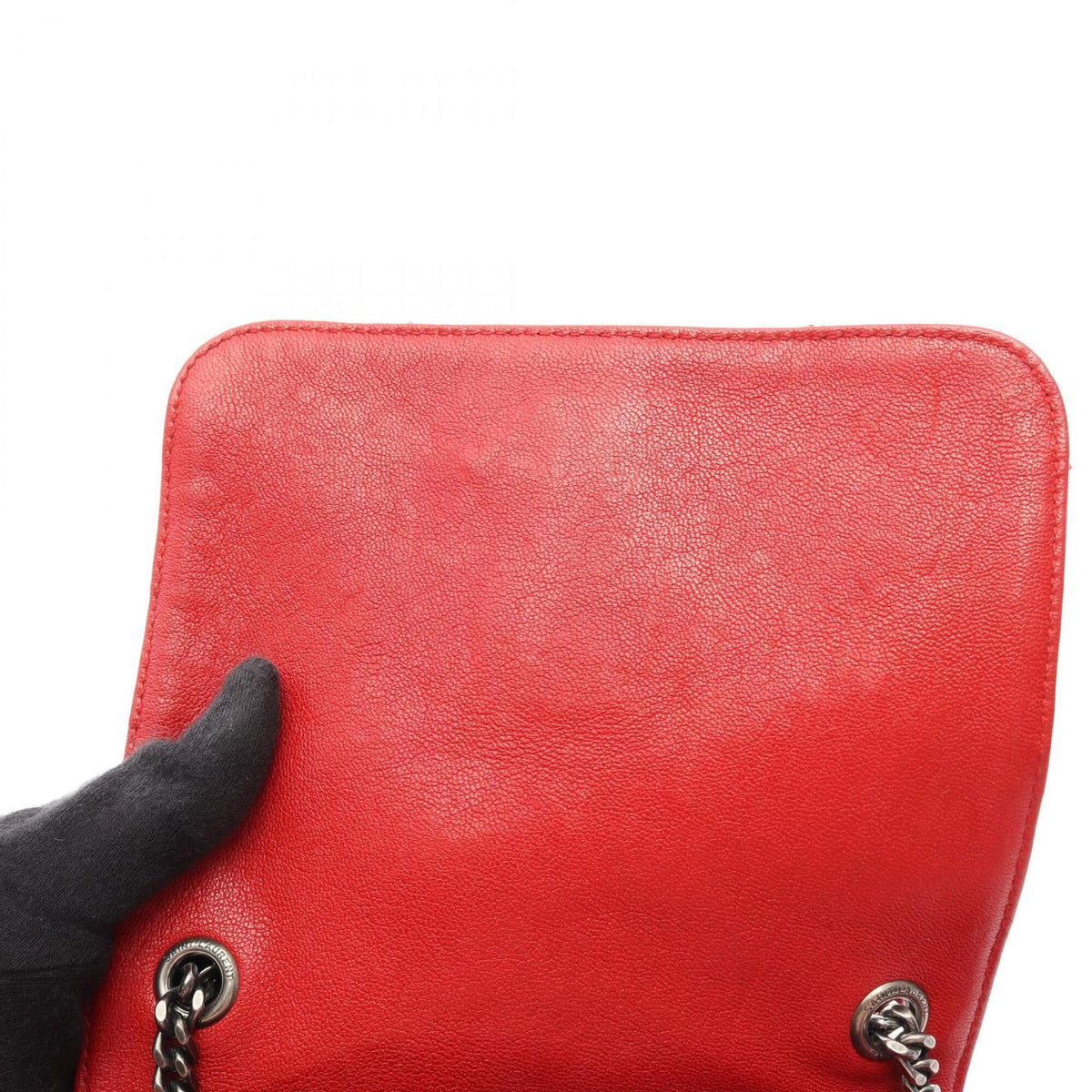 Yves Saint Laurent Red Color Leather Handbag Shoulder Bag (Pre-Owned)