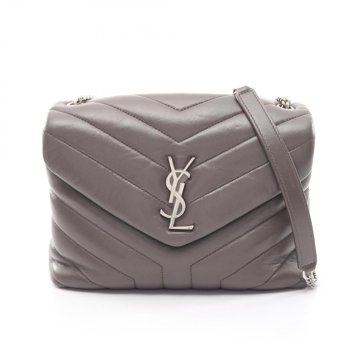 Yves Saint Laurent Gray Leather Shoulder Bag (Pre-Owned)