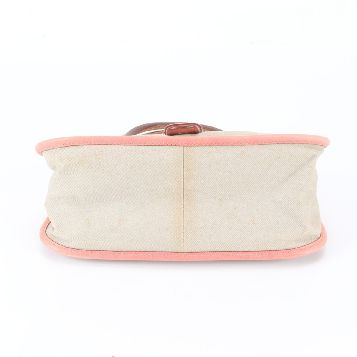 Miu Miu Beige Pink Leather Canvas Handbag Shoulder Bag Tote Bag (Pre-Owned)