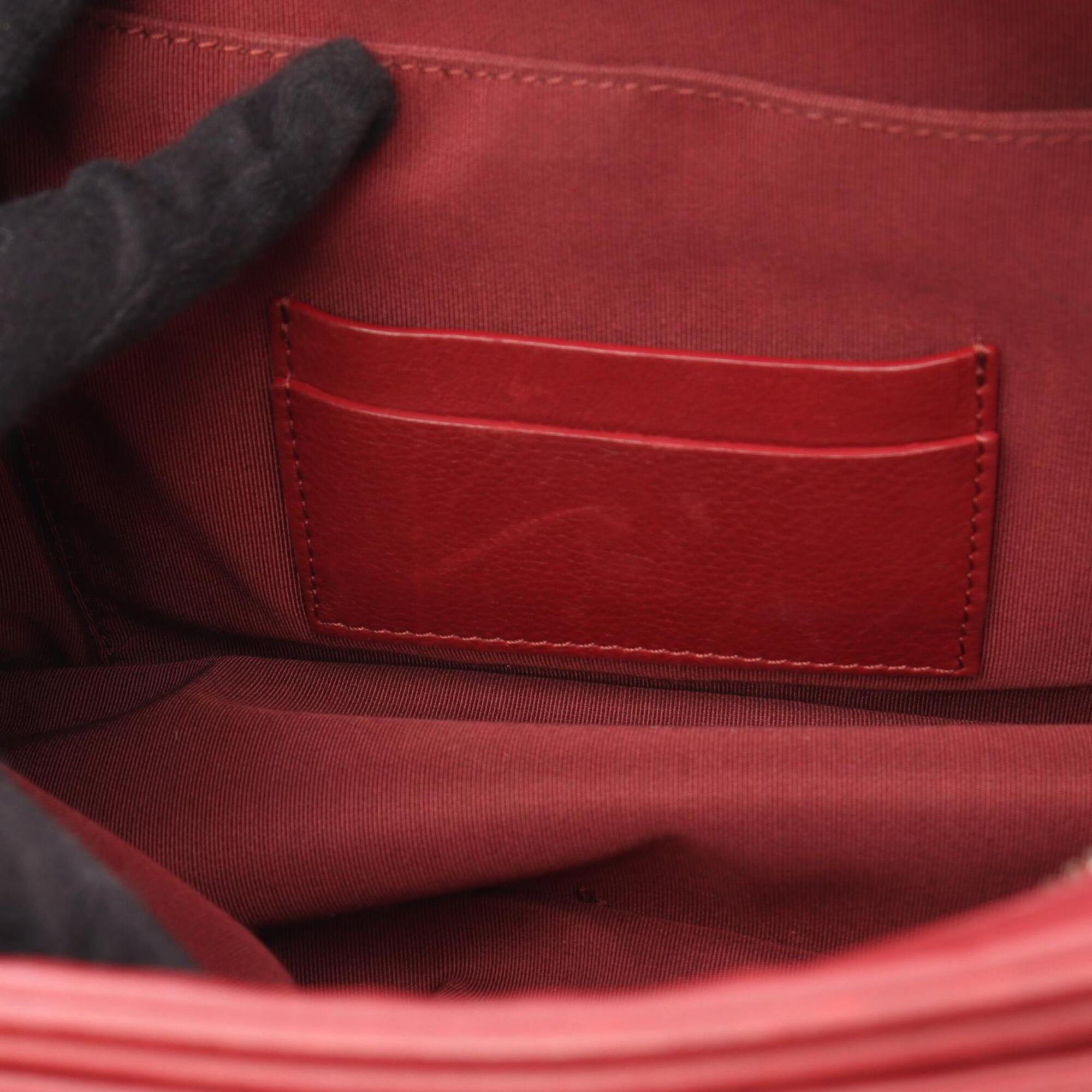 Chanel Red Color Leather Handbag Shoulder Bag (Pre-Owned)