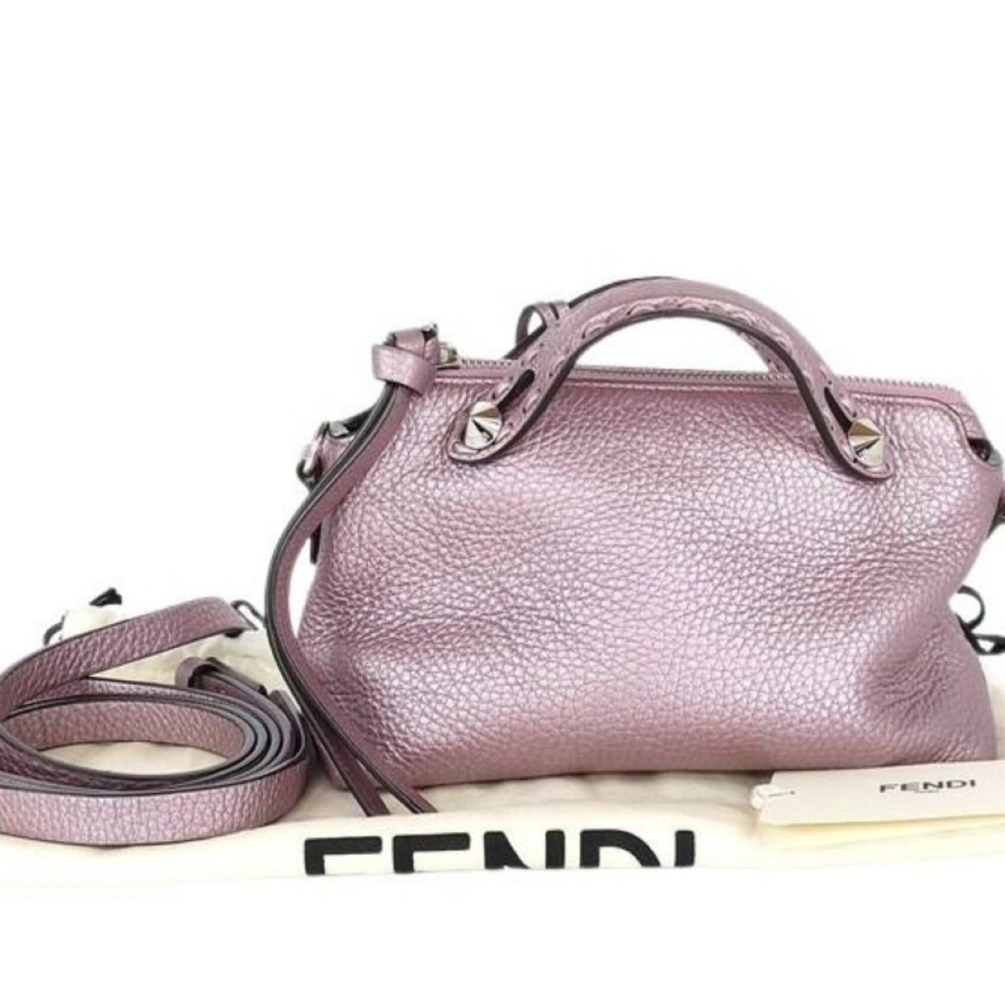 Fendi Metallic Purple Leather Handbag Shoulder Bag (Pre-Owned)