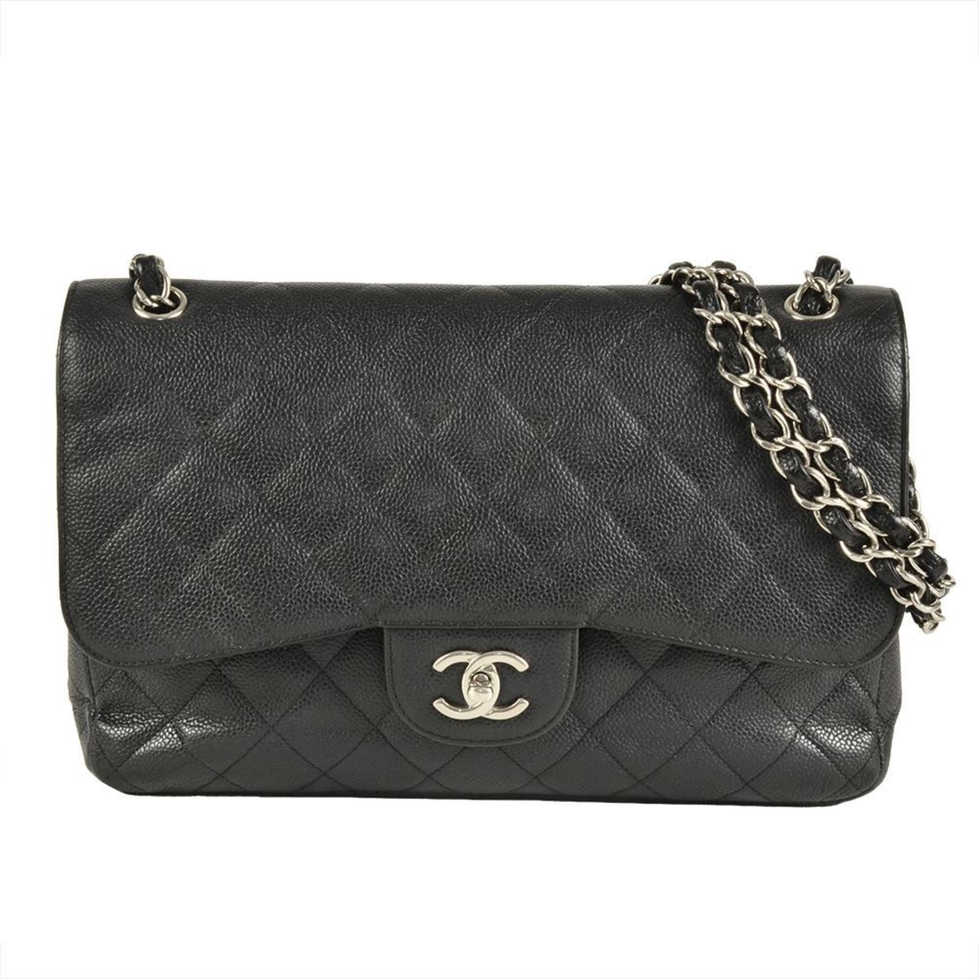 Chanel Black Grained Calfskin Shoulder Bag (Pre-Owned)