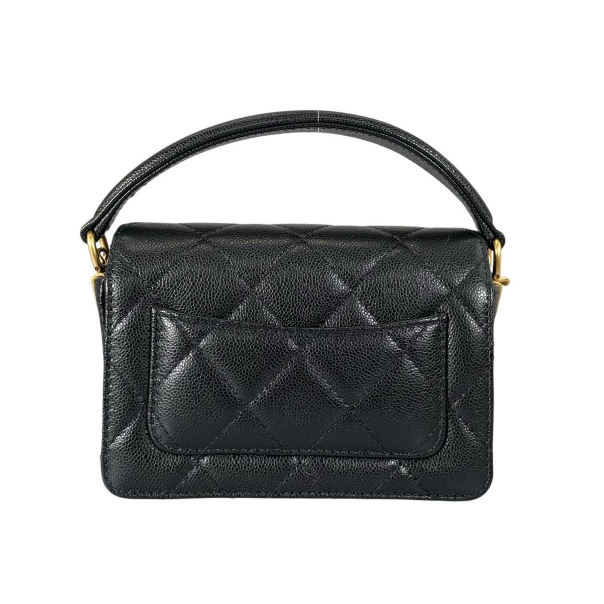 Chanel Matelasse Black Leather Handbag Shoulder Bag (Pre-Owned)