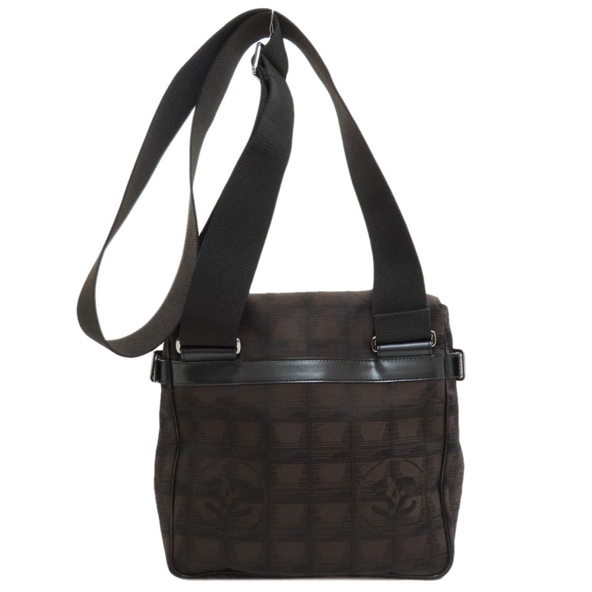 Chanel Dark Brown Nylon Jacquard Shoulder Bag (Pre-Owned)