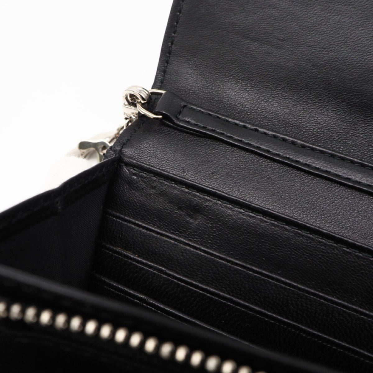 Christian Dior Black Leather Chain/Shoulder Wallet (Pre-Owned)