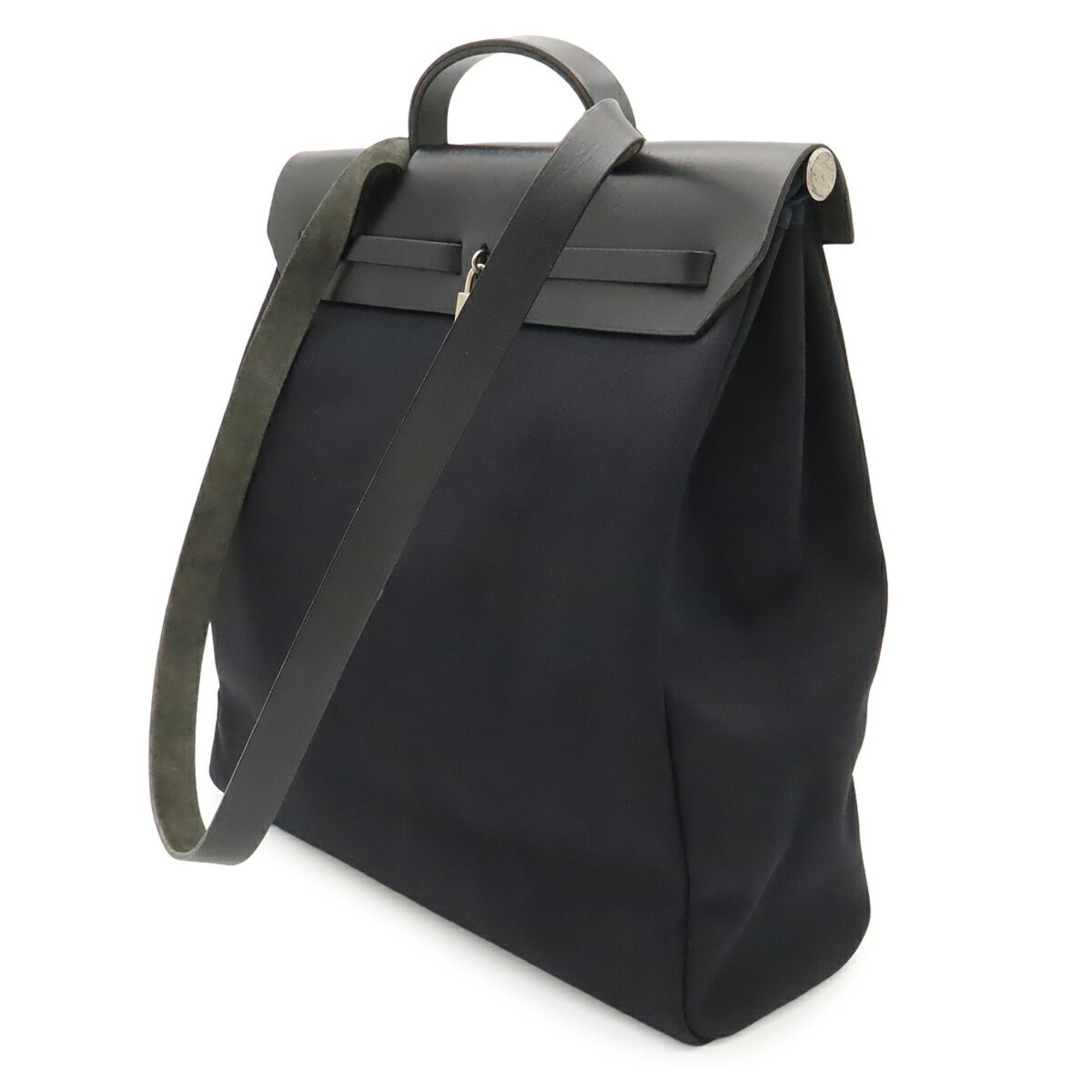 Hermes Black Toile Officier Handbag Shoulder Bag (Pre-Owned)