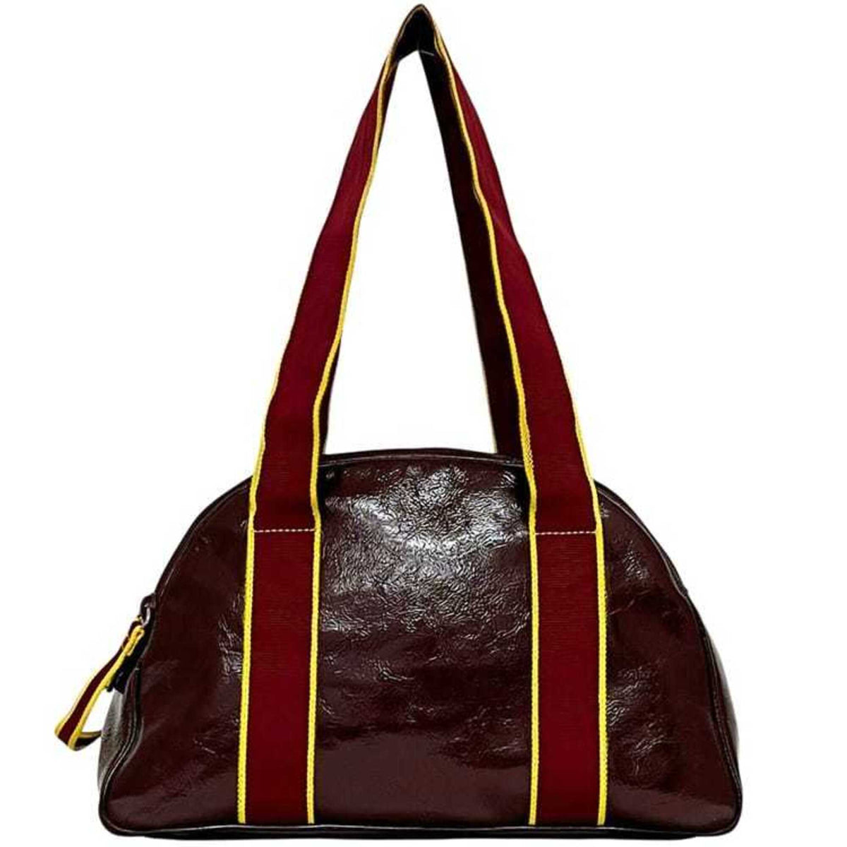Miu Miu Bordeaux Yellow Patent Leather Boston Bag (Pre-Owned)