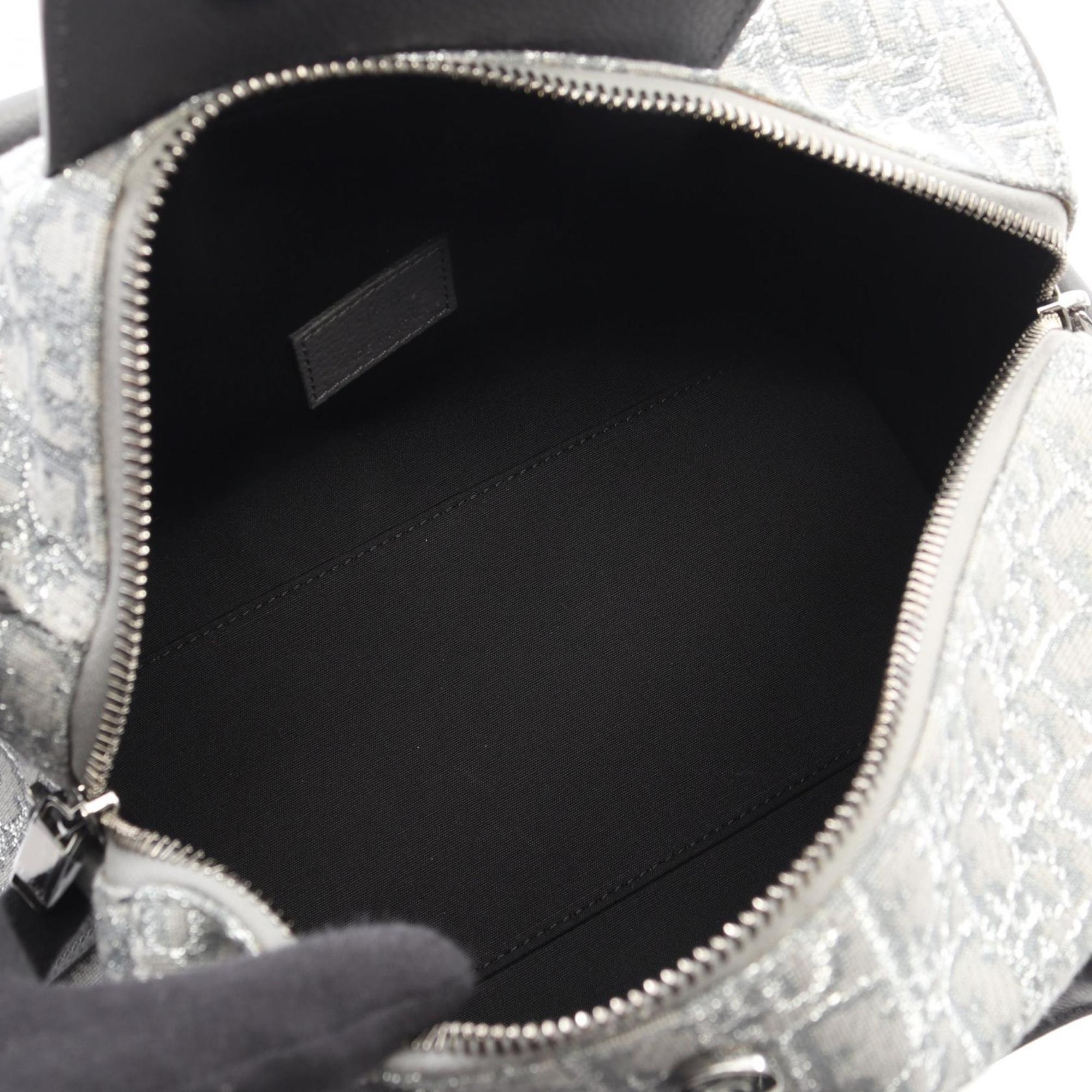 Christian Dior Gray Canvas Leather Handbag (Pre-Owned)