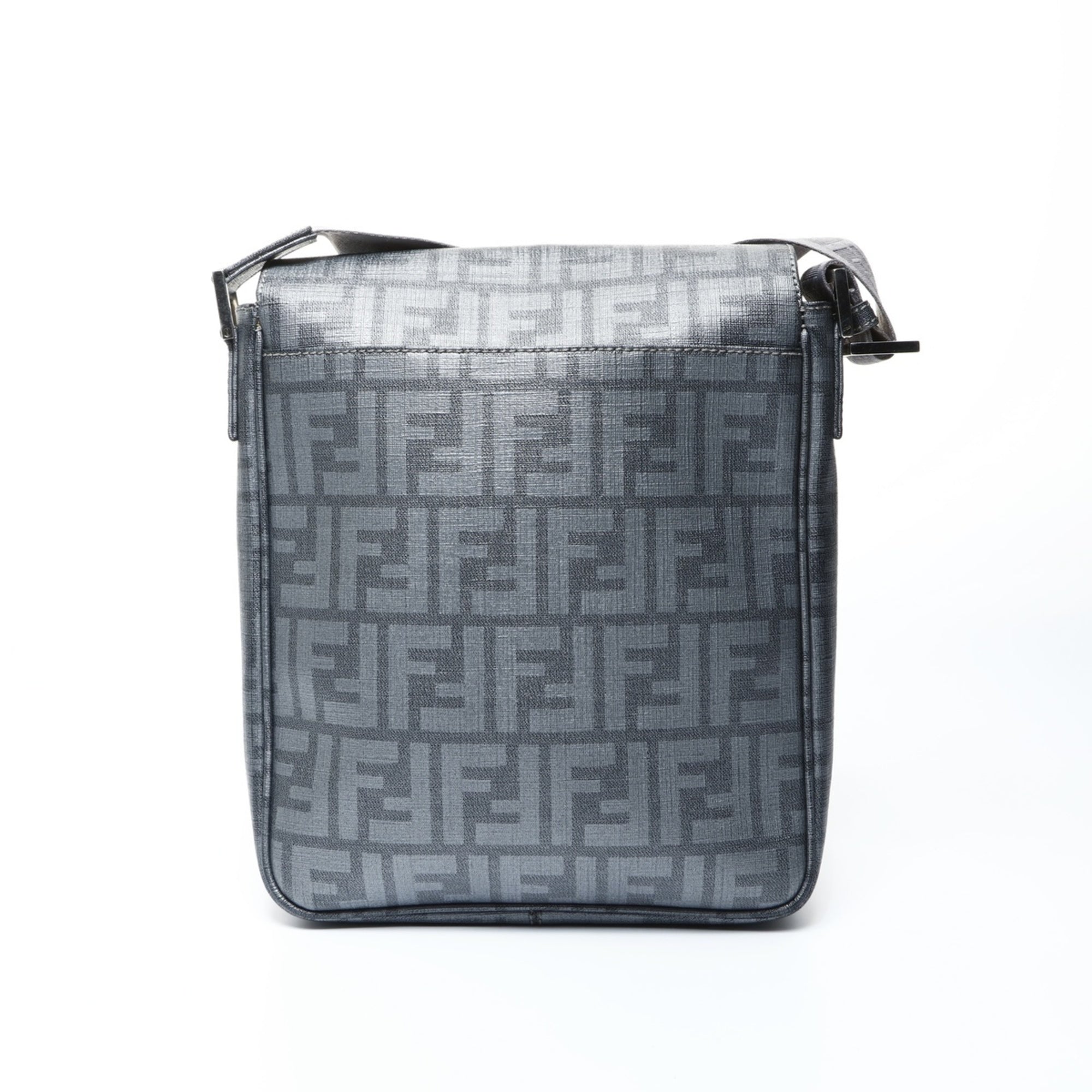 Fendi Zucca Gray Pvc Shoulder Bag (Pre-Owned)
