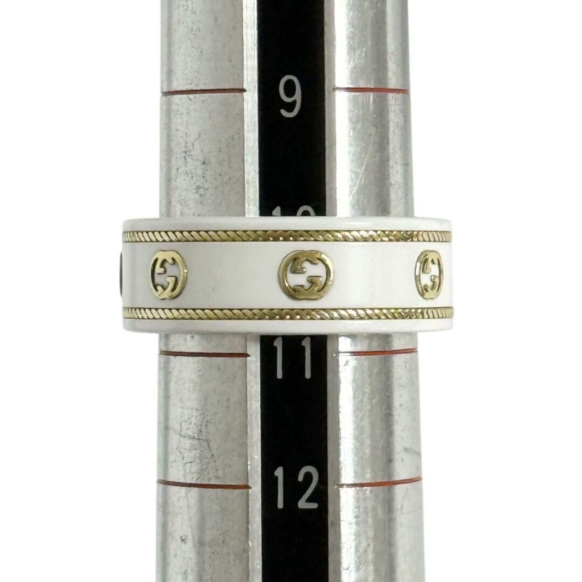 Gucci Gold White Yellow Gold (18K) Ceramic Band Ring (Pre-Owned)