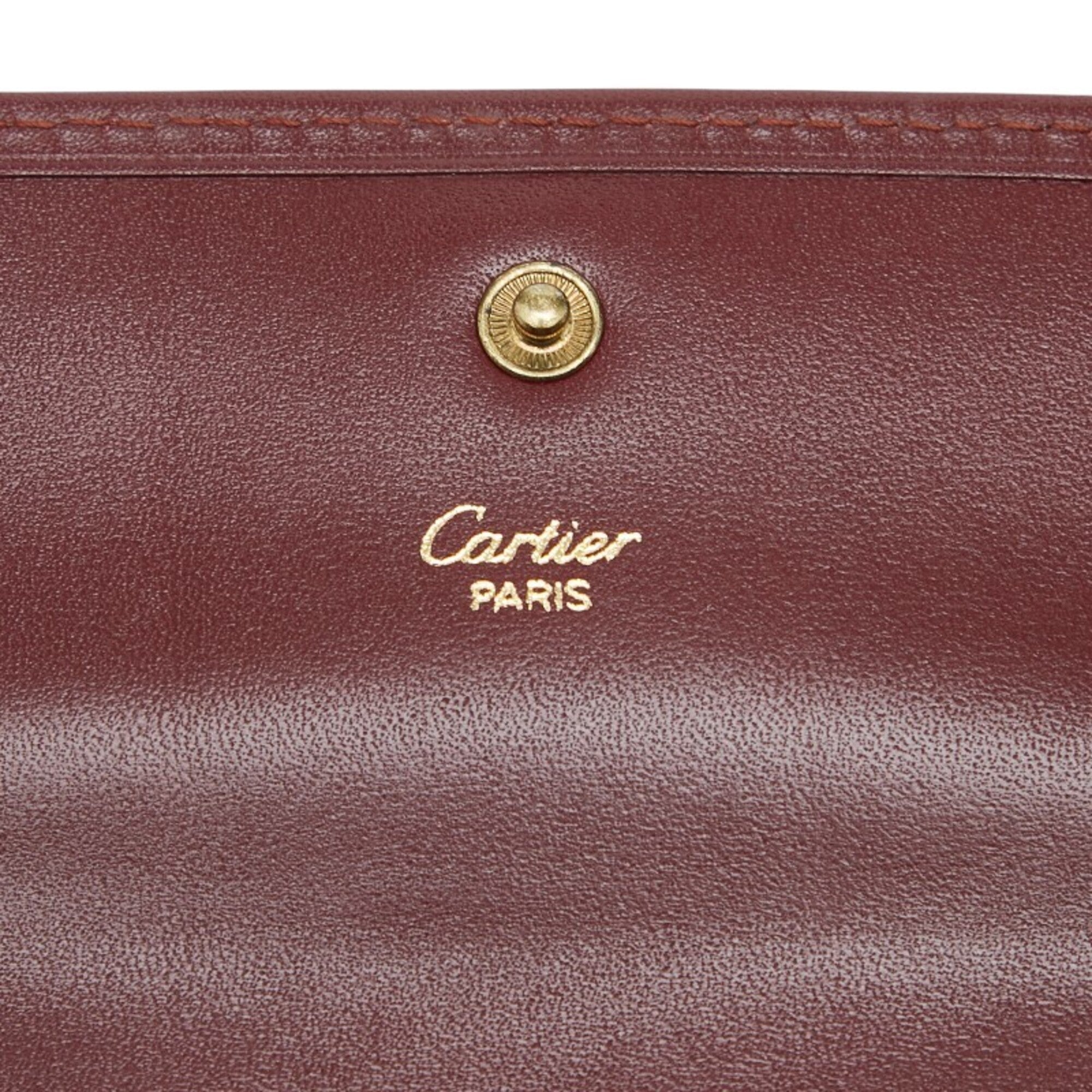 Cartier Must Bordeaux Wine Red Leather Wallet (Tri-Fold) (Pre-Owned)