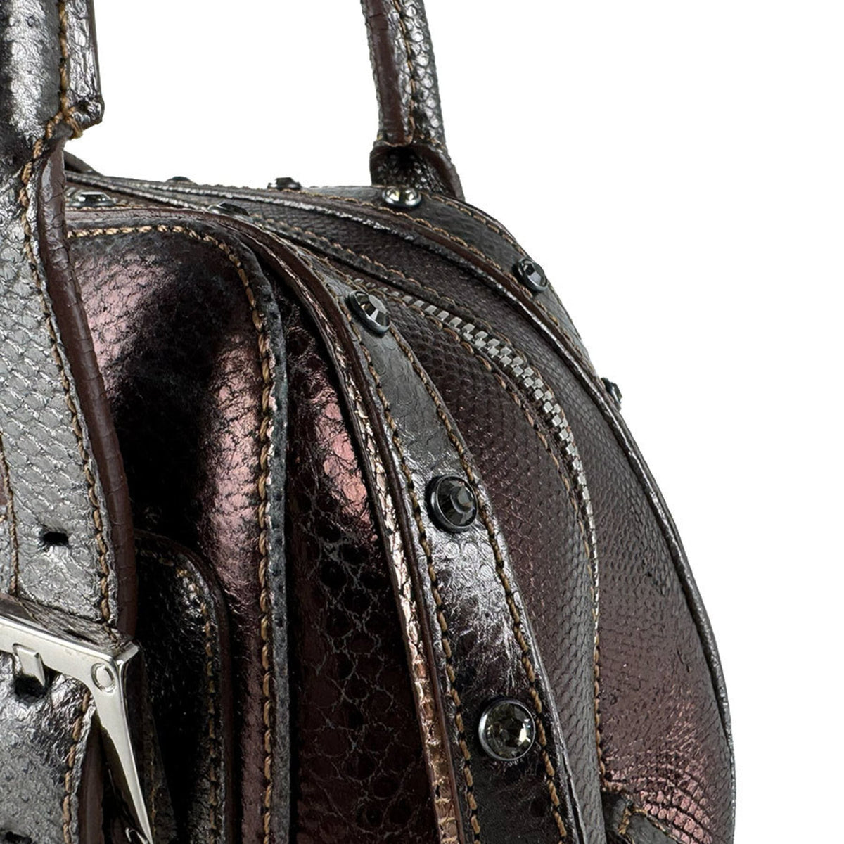 Loewe Brown Gray Leather Handbag (Pre-Owned)