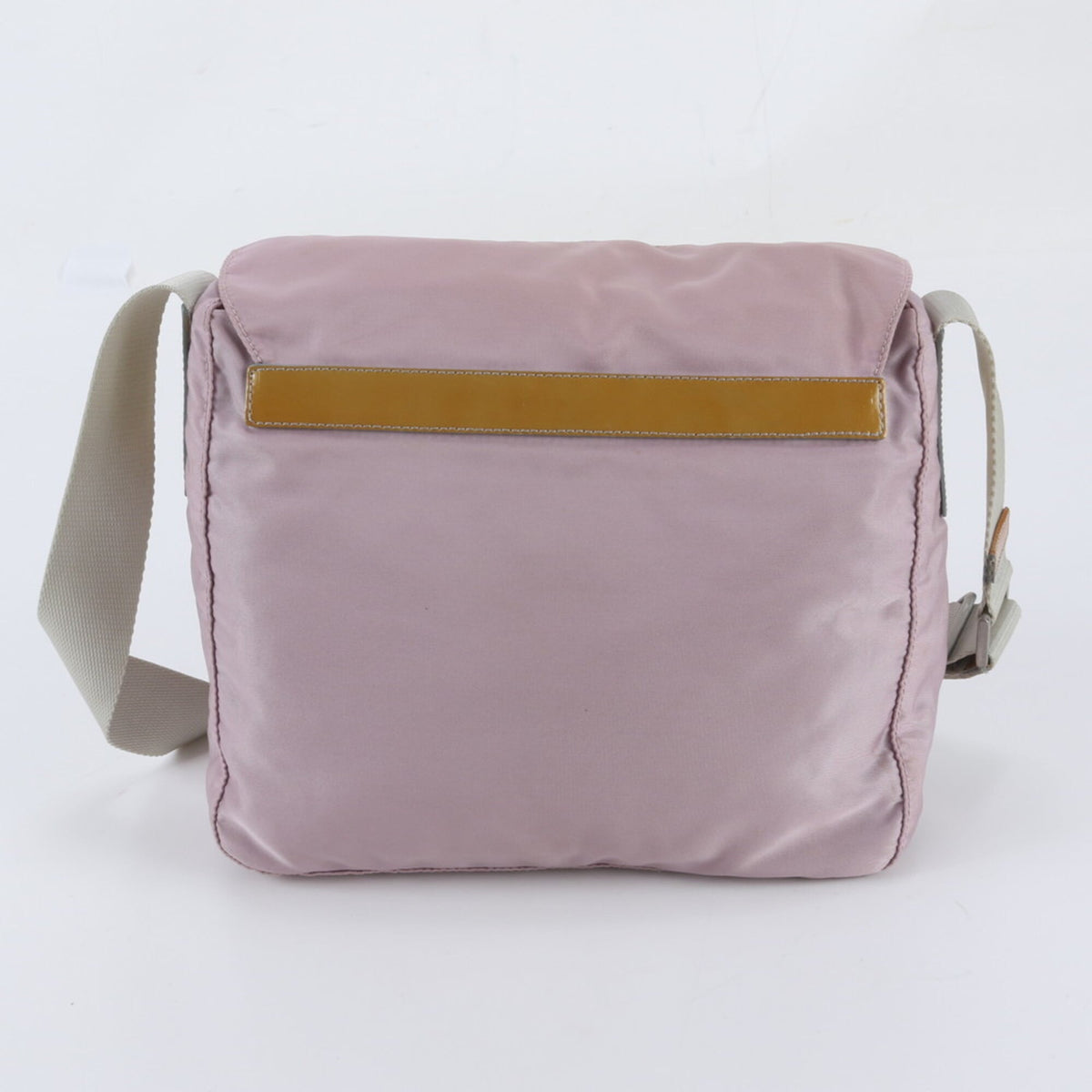 Prada Light Pink Leather Nylon Messenger Bag Shoulder Bag (Pre-Owned)