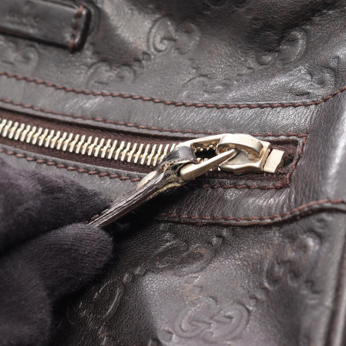 Gucci Brown Leather Handbag Shoulder Bag (Pre-Owned)