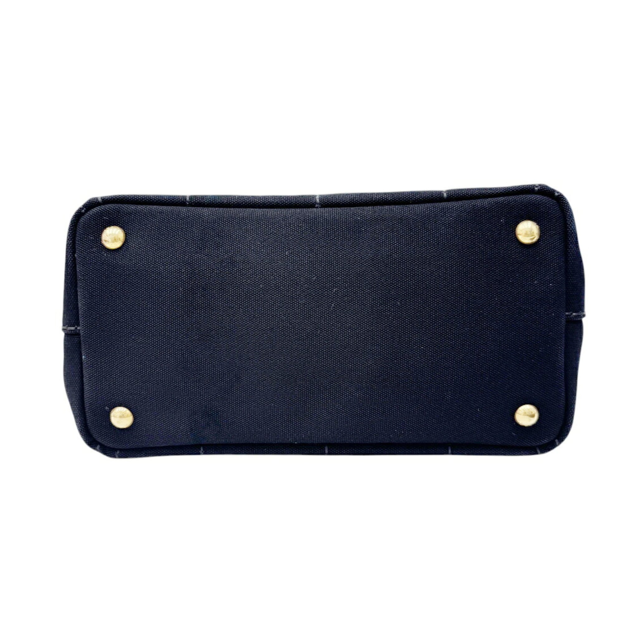 Prada Black White Canvas Handbag Shoulder Bag (Pre-Owned)